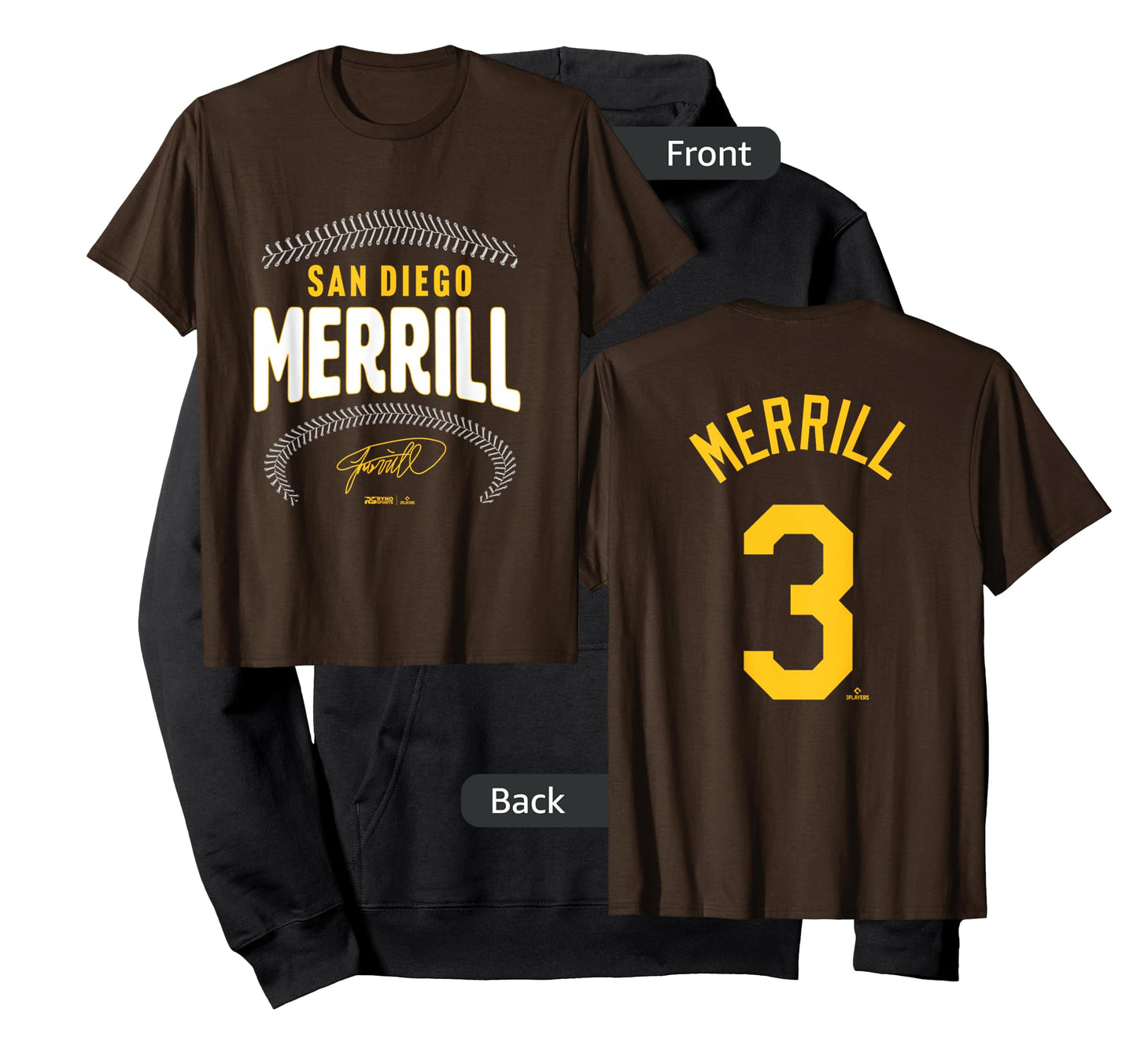 Jackson Merrill San Diego Name & Number (Front&Back) MLBPA T-Shirt