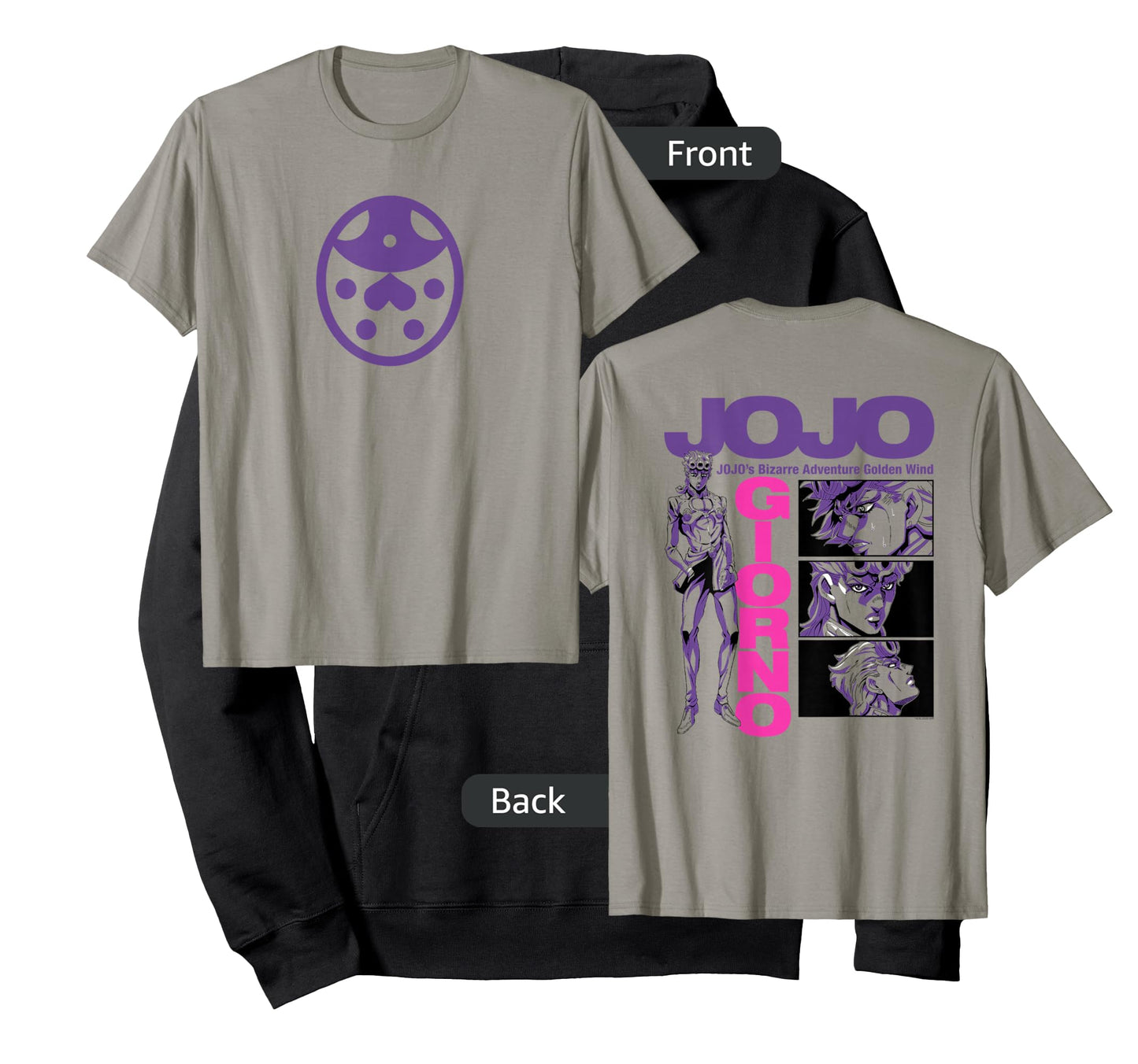 JoJo Golden Wind Giorno's Ladybug Brooch Front and Back T-Shirt