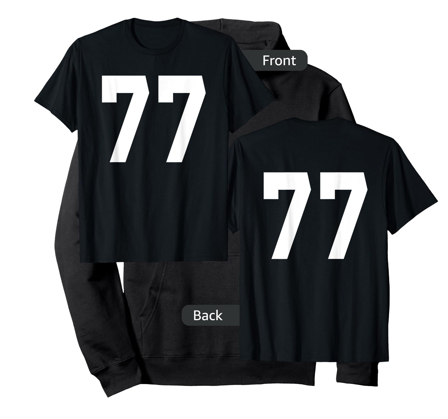 Number 77 Sports Jersey Front and Back Team Player T-Shirt