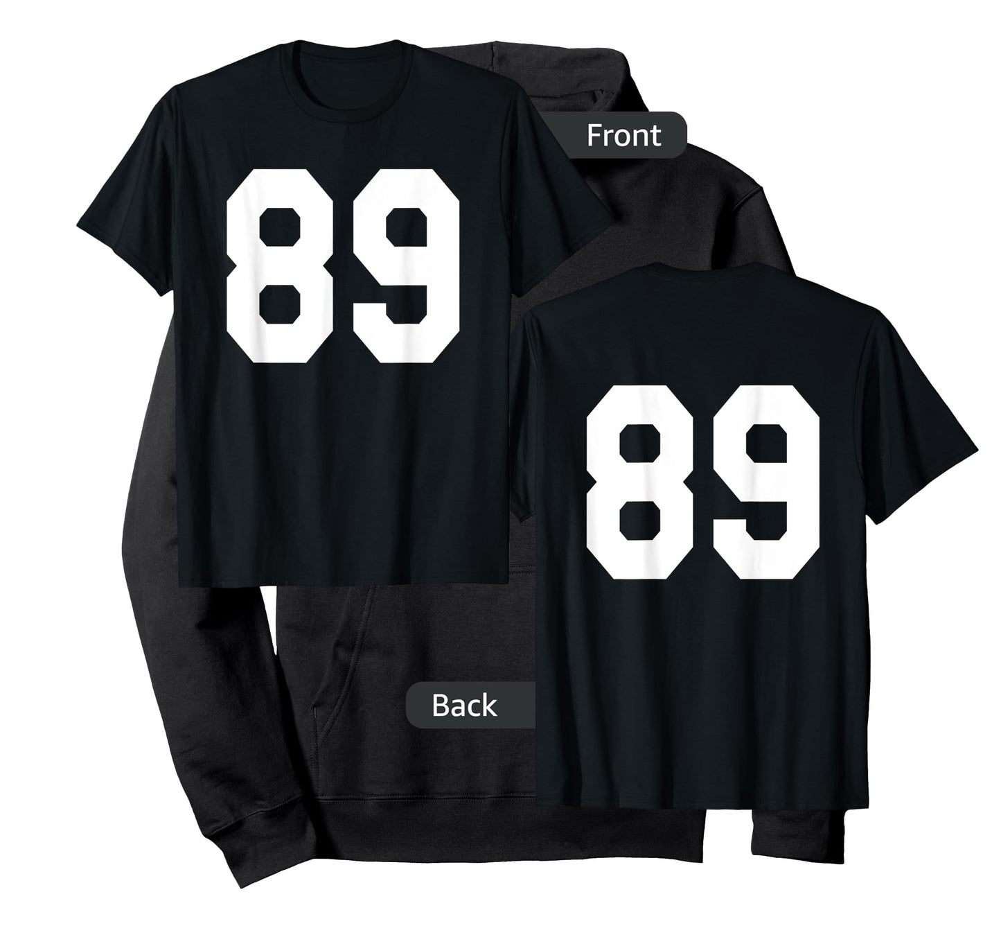 Number 89 Sports Jersey Front and Back Team Player T-Shirt