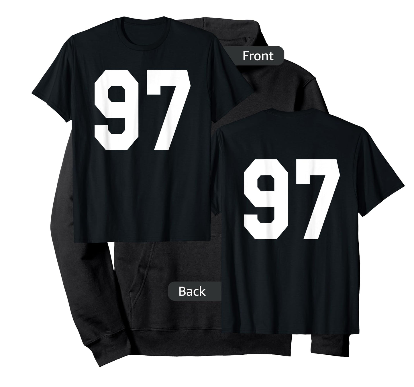 Number 97 Sports Jersey Front and Back Team Player T-Shirt