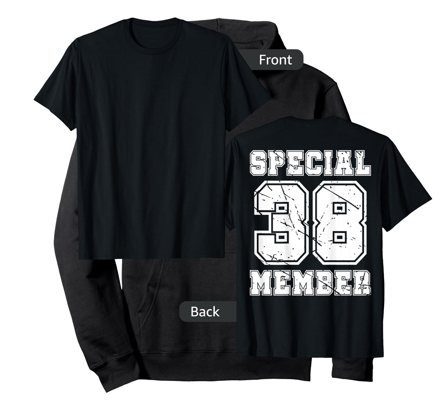 #38 Number 38 Birthday Varsity Sports Numbered backprint T-Shirt