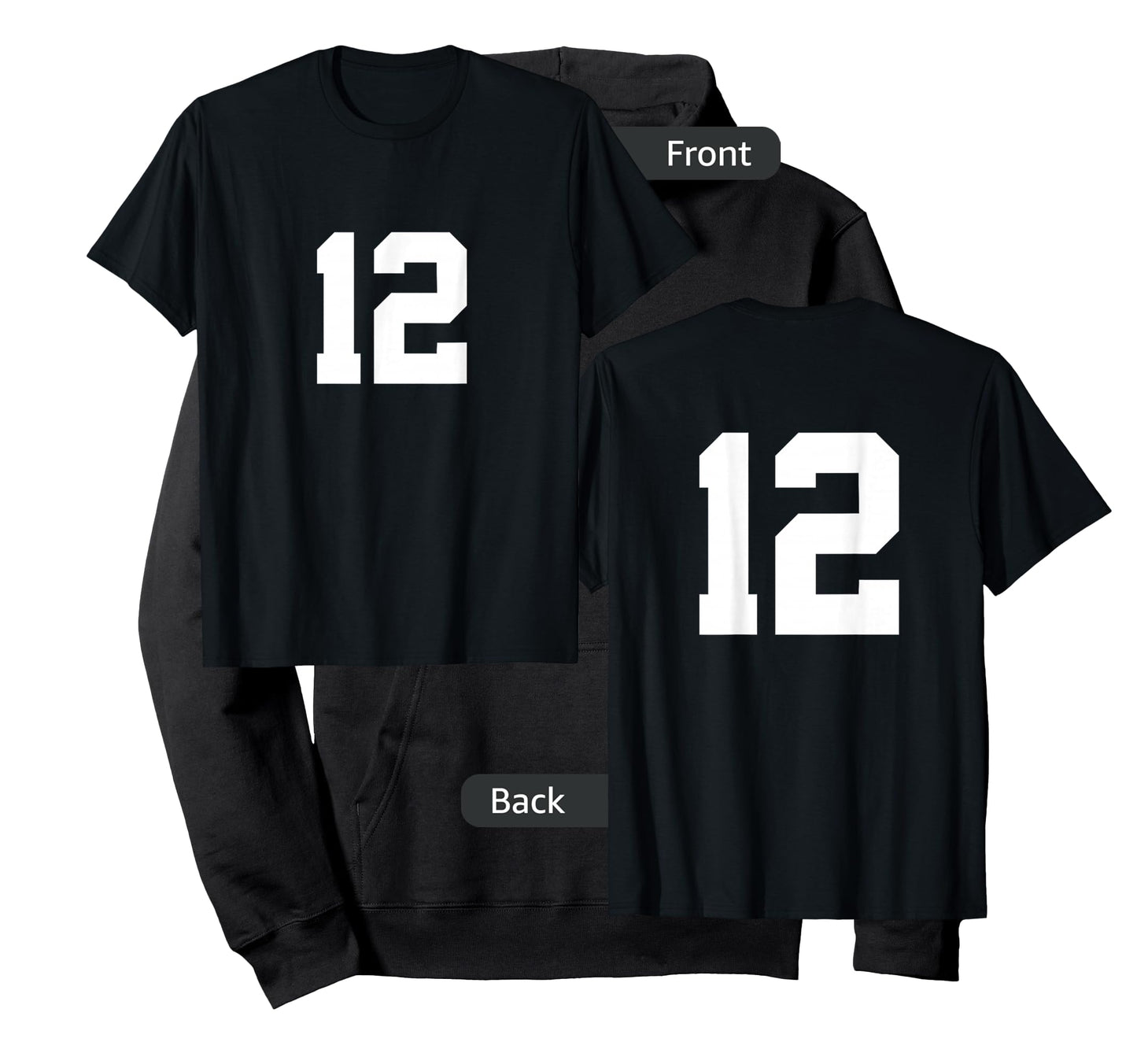 Number 12 (on Front / Back) Sports Team Jersey Number T-Shirt