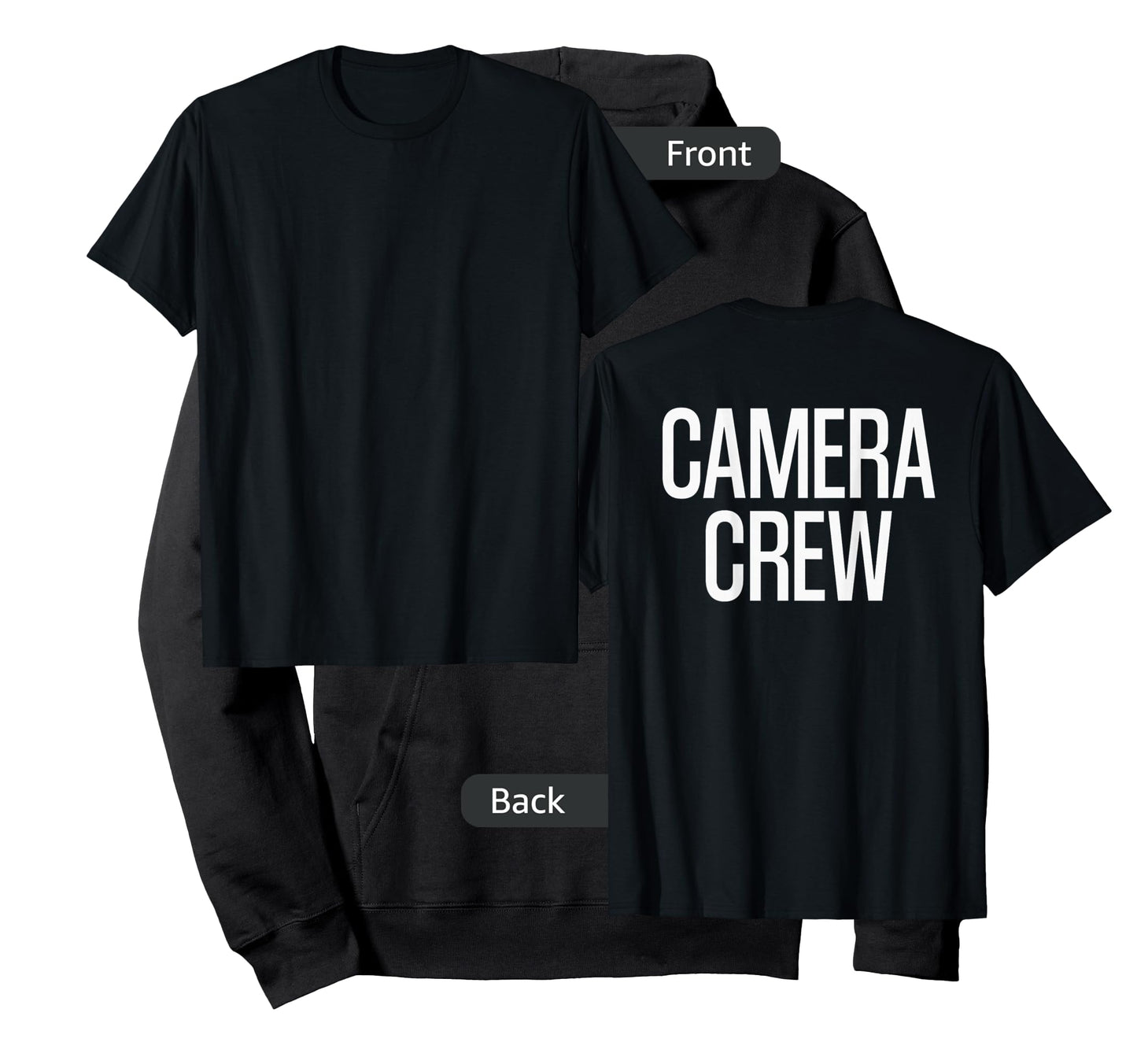 Bold Camera Crew Text PRINT ON BACK | Film Crew T-Shirt