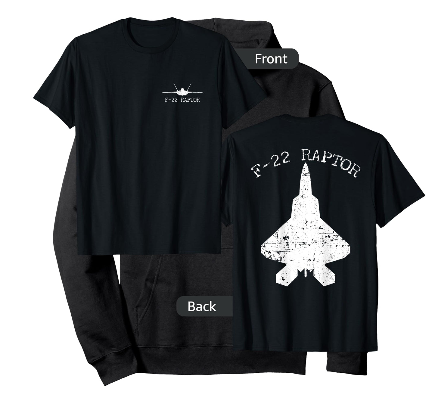 F 22 Raptor Fighter Jet Distressed Silhouette T-Shirt