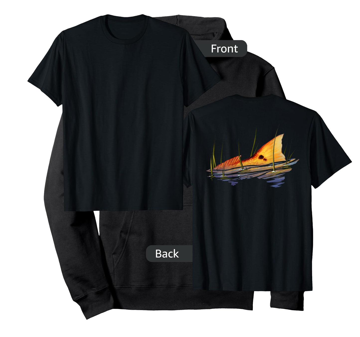 BACK PRINT Tailing Redfish | Red Drum Fish | Redfish Tail T-Shirt