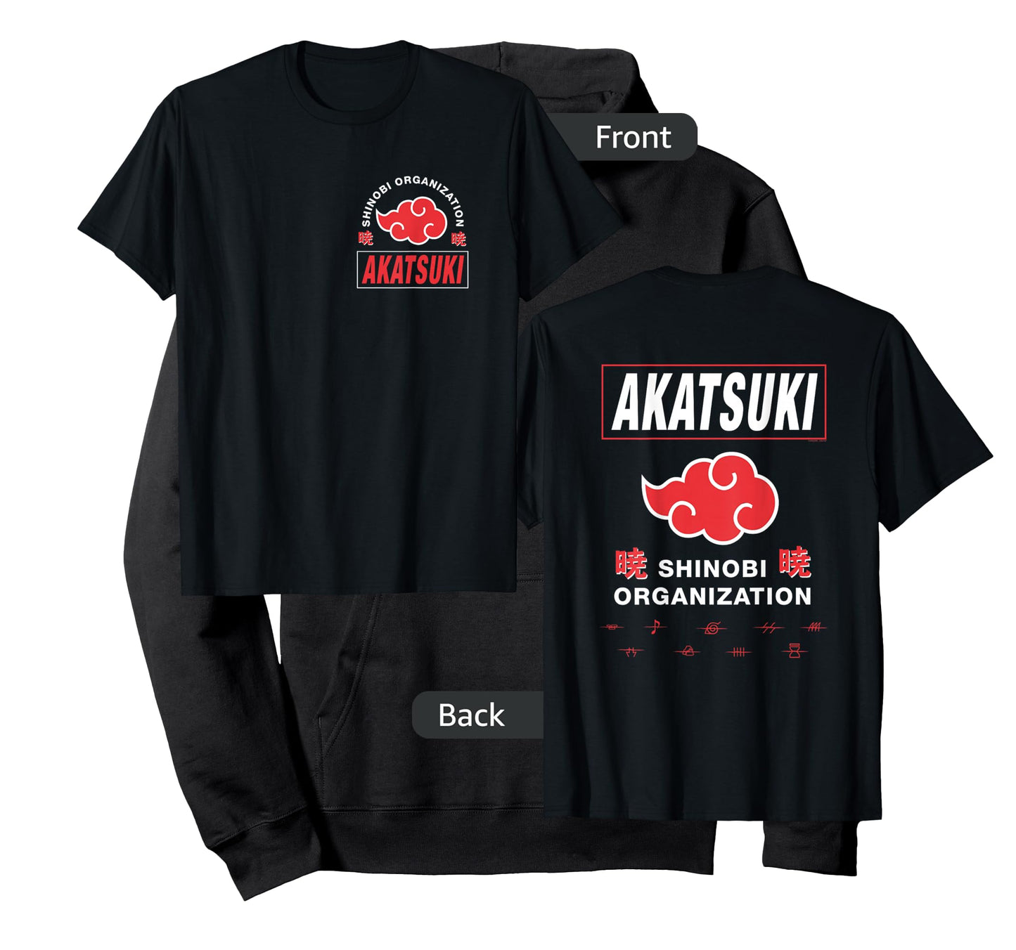 Naruto Shippuden Akatsuki Shinobi Org Front Back Anime T-Shirt