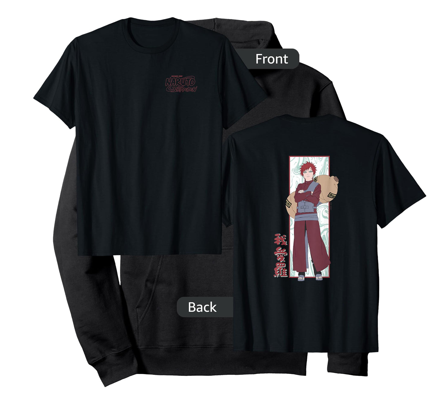 Naruto Shippuden Gaara Marble Background Front Back Anime T-Shirt