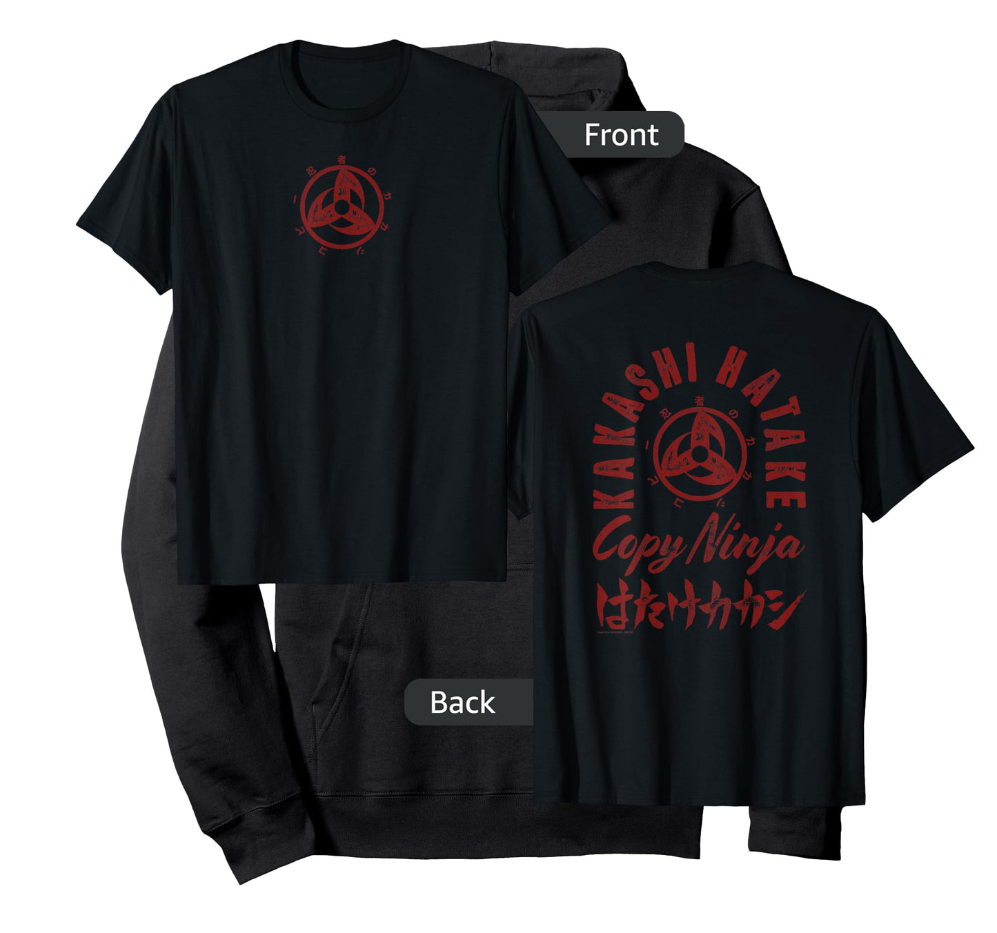 Naruto Shippuden Kakashi Hatake Ninja Front and Back Anime T-Shirt