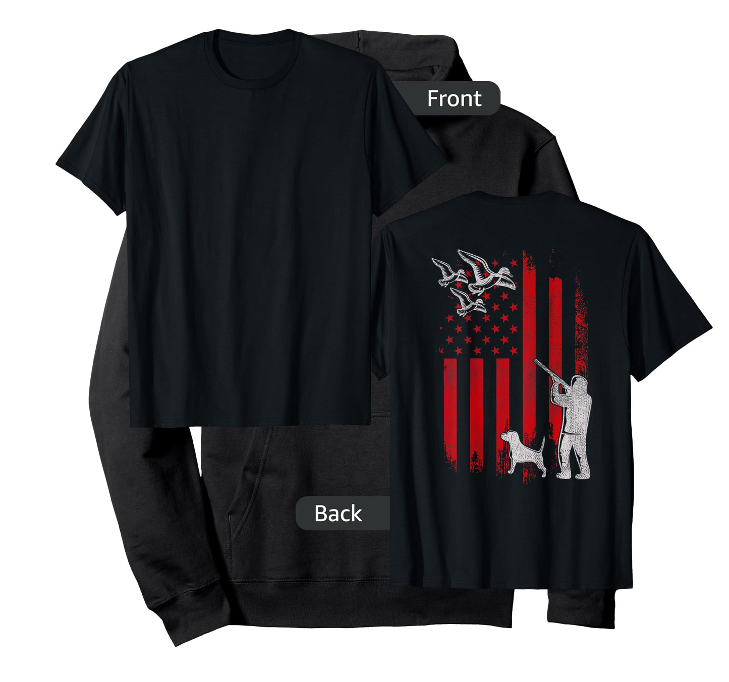 Duck Bird Hunter Distressed USA American Flag Hunting Squad T-Shirt for Women Kids Men