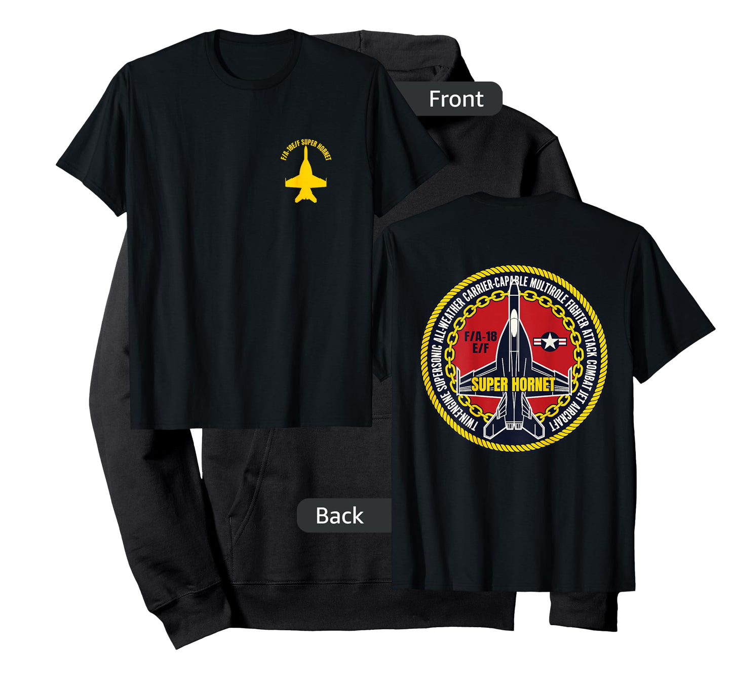 F/A-18 E/F Fighter Attack Military Jet Aircraft Design T-Shirt