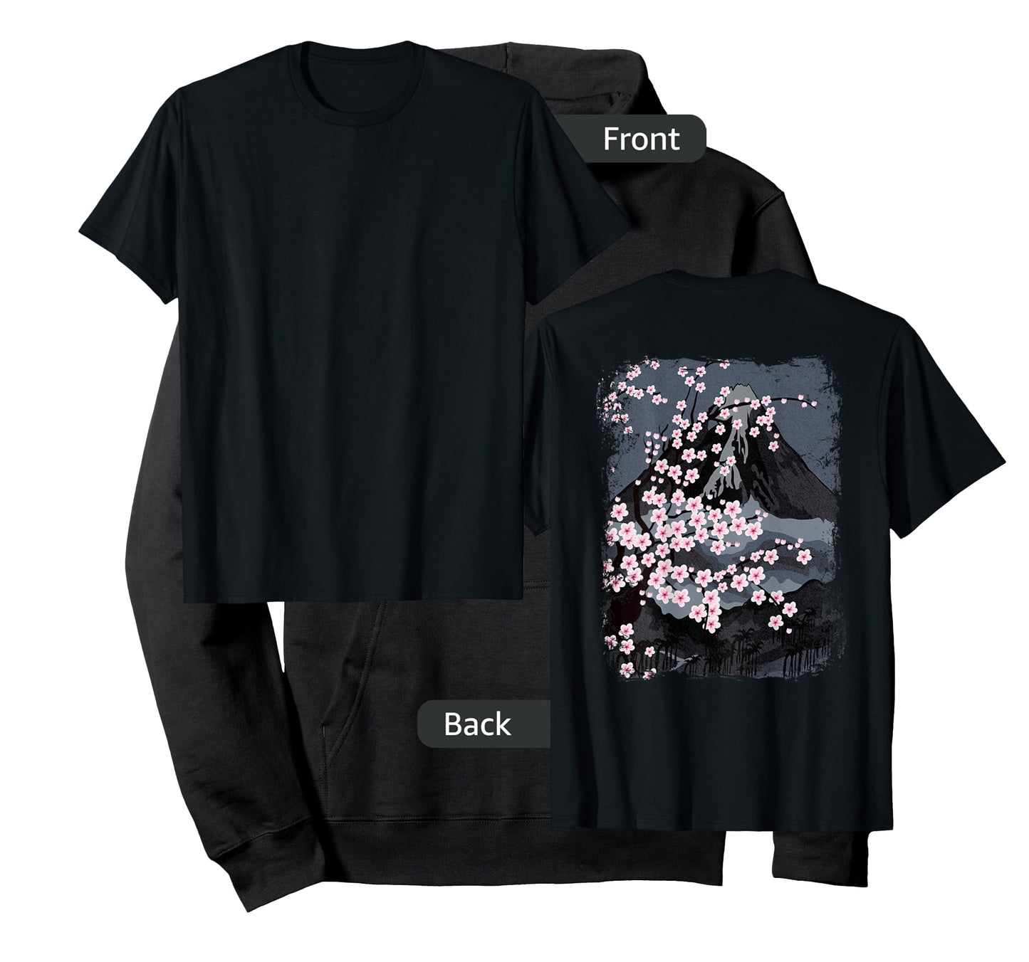 Japanese Beautiful Cherry Blossom with Mount Fuji (on back) T-Shirt