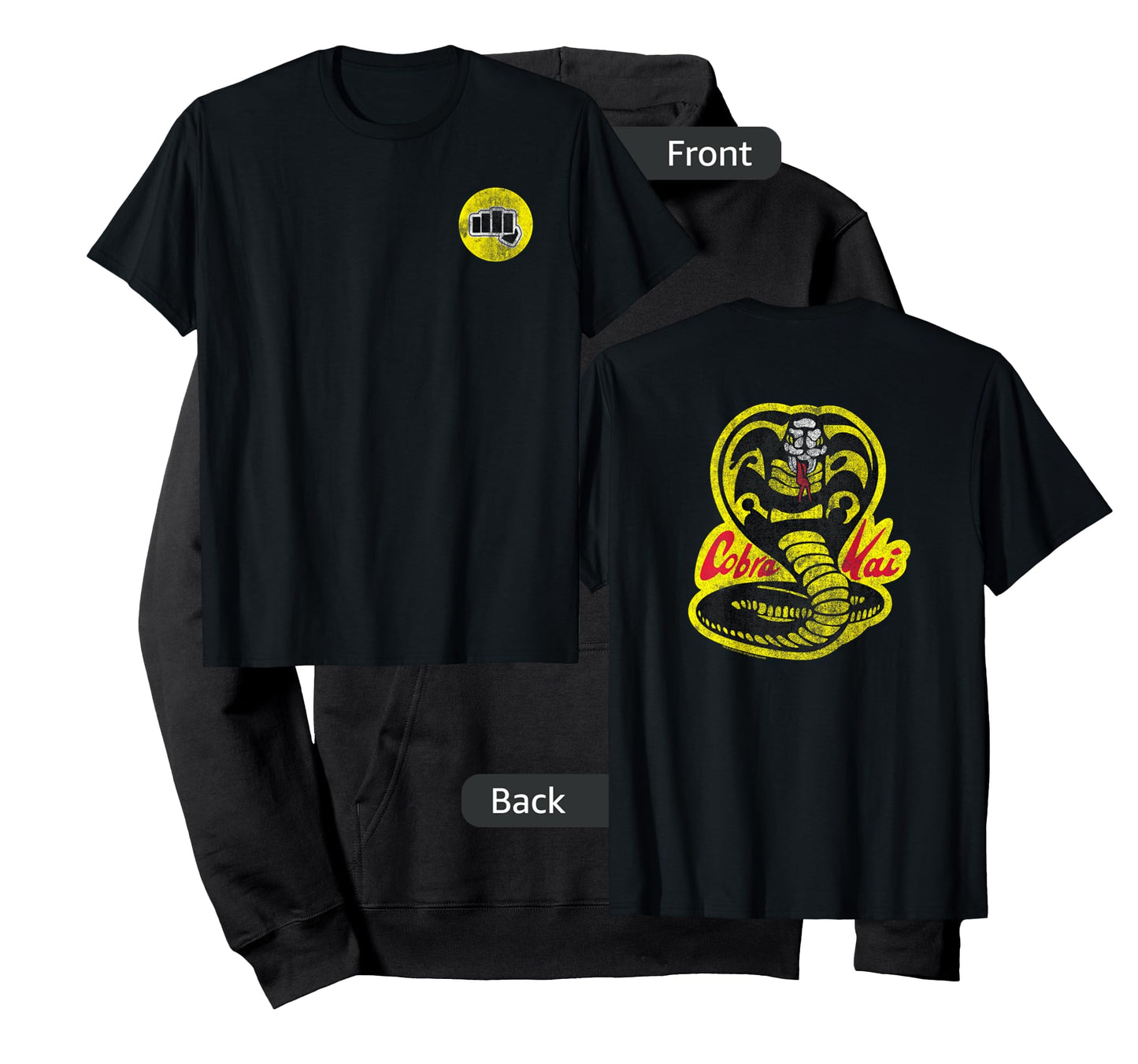 The Karate Kid Front Back Cobra Kai Yellow Fist Movie T-Shirt