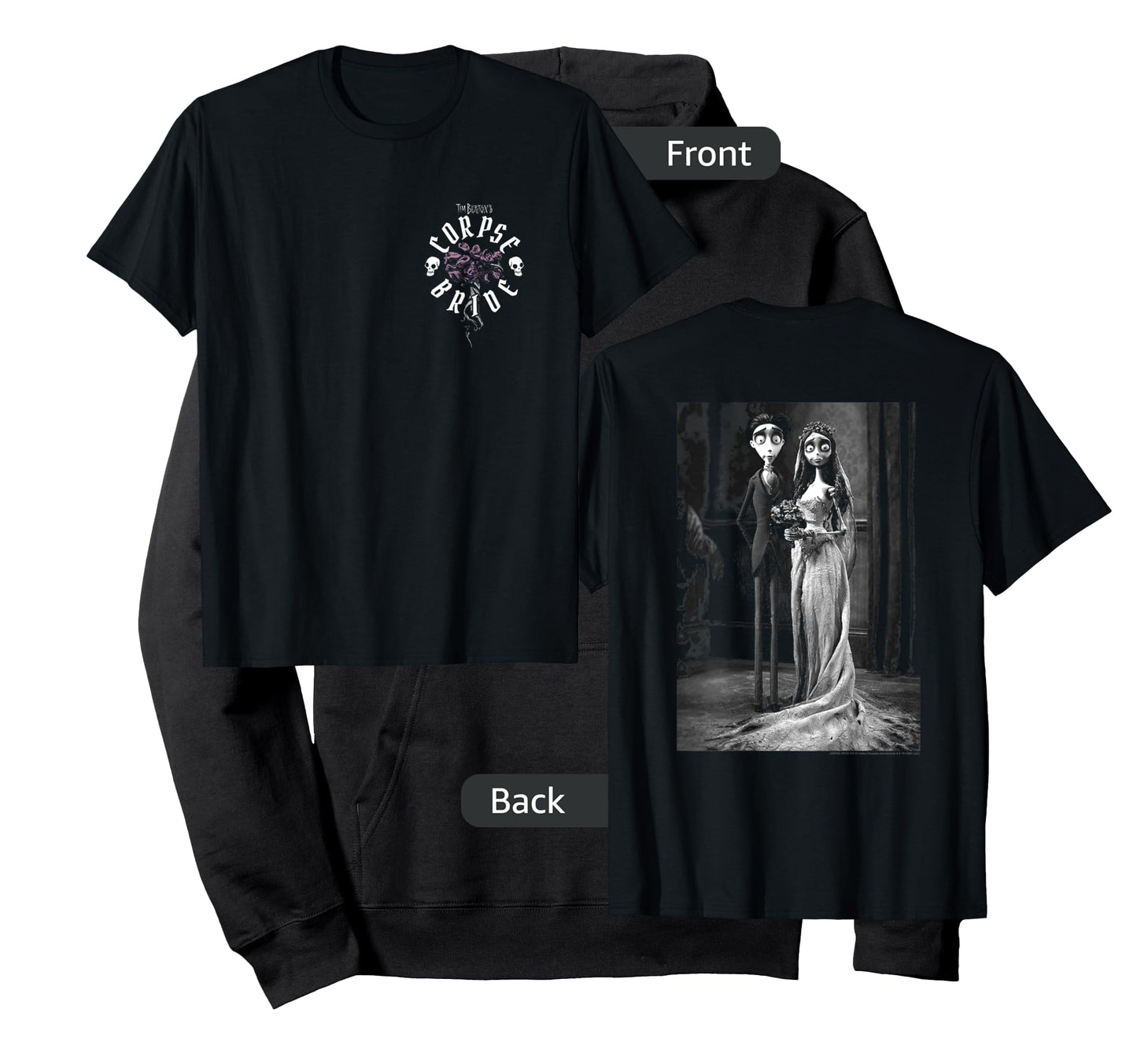 Corpse Bride Front and Back Victor Emily Marriage Movie T-Shirt