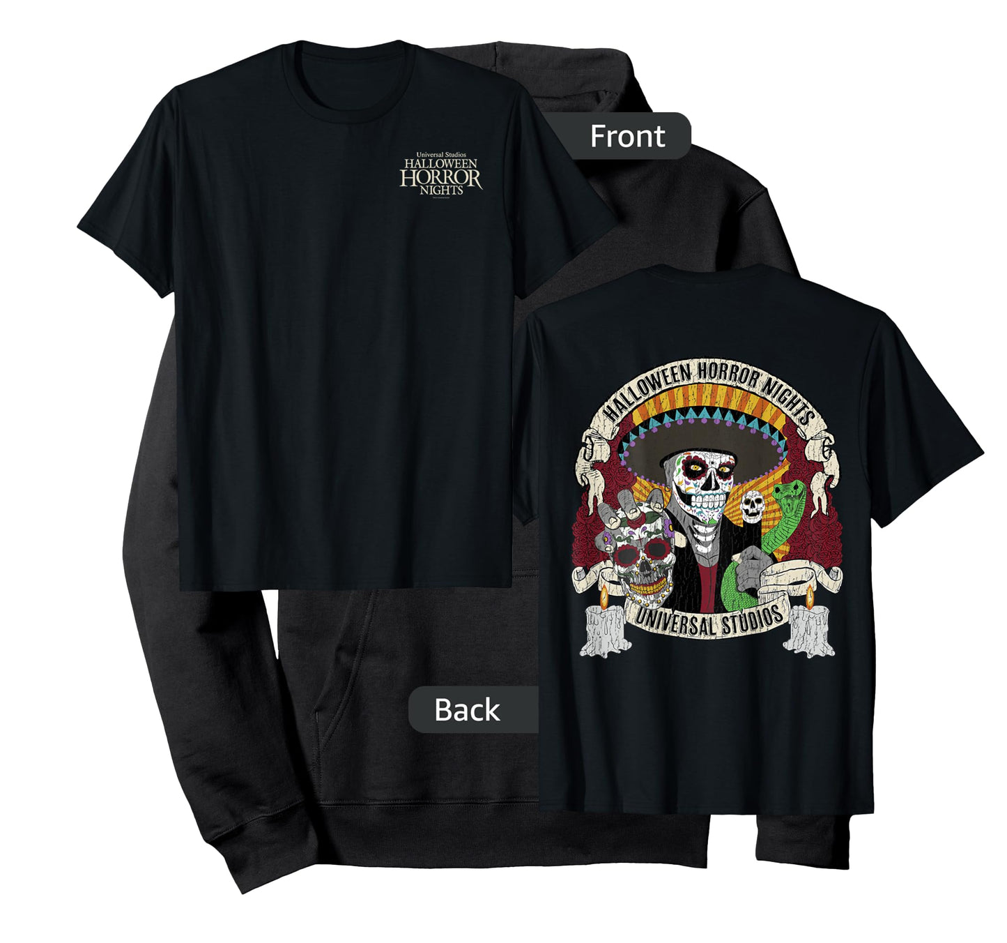 Halloween Horror Nights HHN Dia De Los Muertos Front & Back T-Shirt