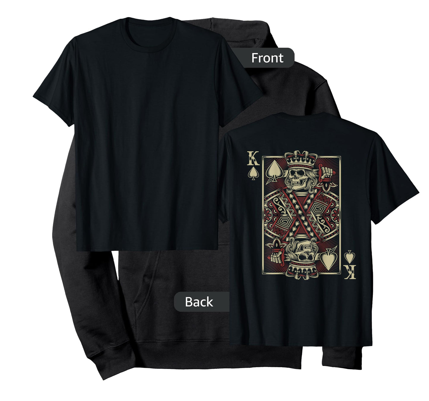 Skull Motorcycle Shirt Biker King of Spades Poker Card Game