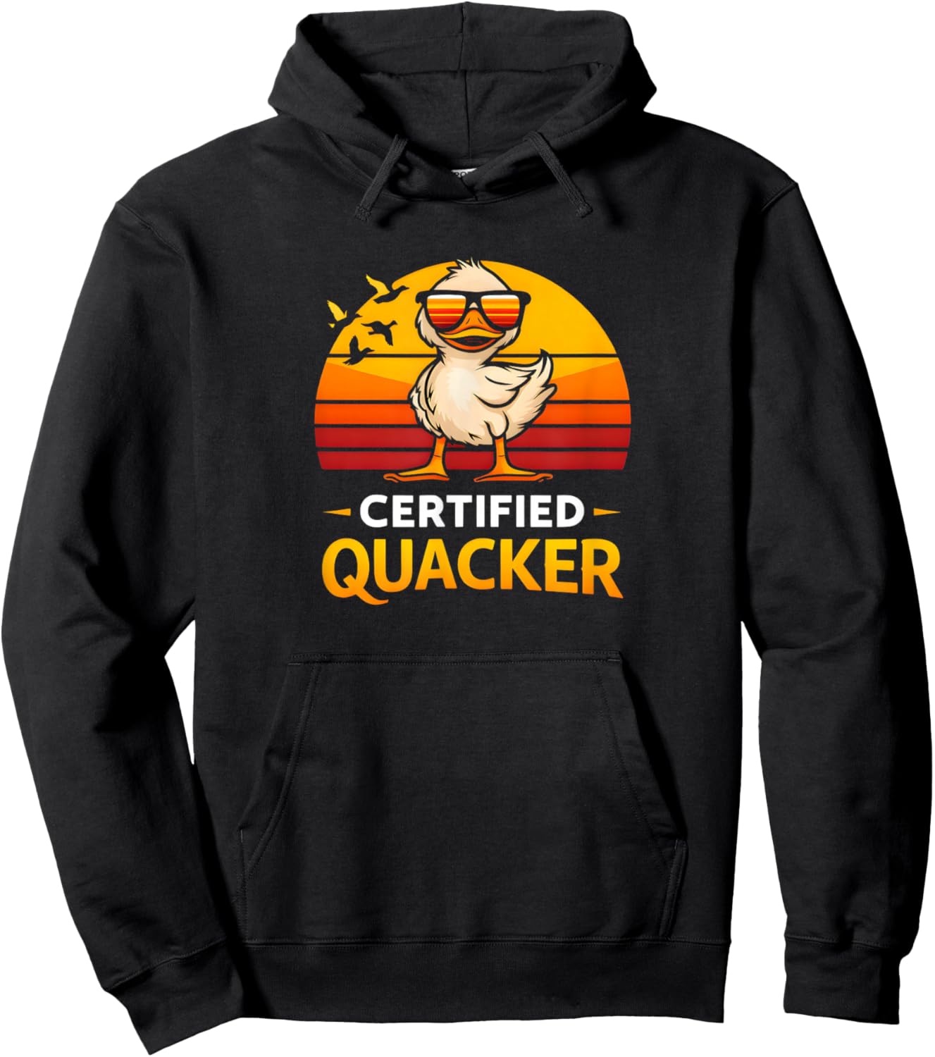 Certified Quacker Funny Duck Humor Bird Lover Retro Style T-Shirt - Hoodie | Black