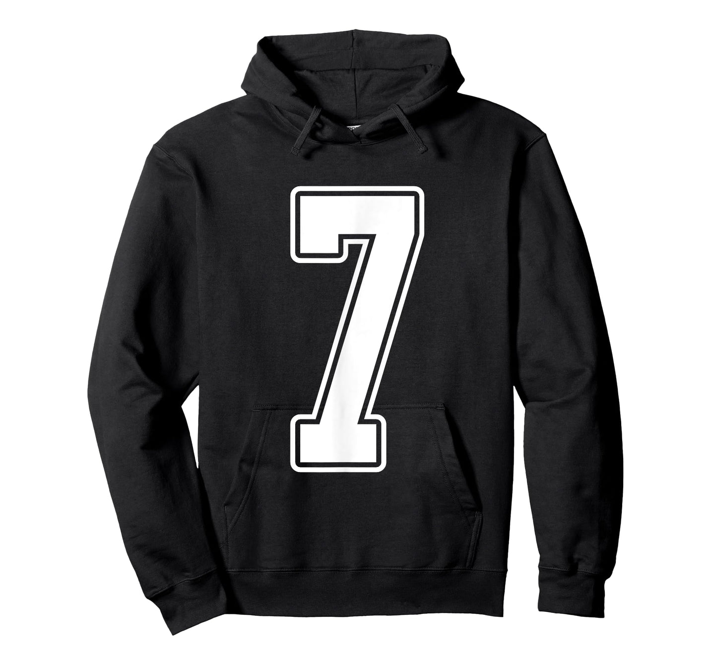 #7 White Outline Number 7 Sports Fan Jersey Style T-Shirt