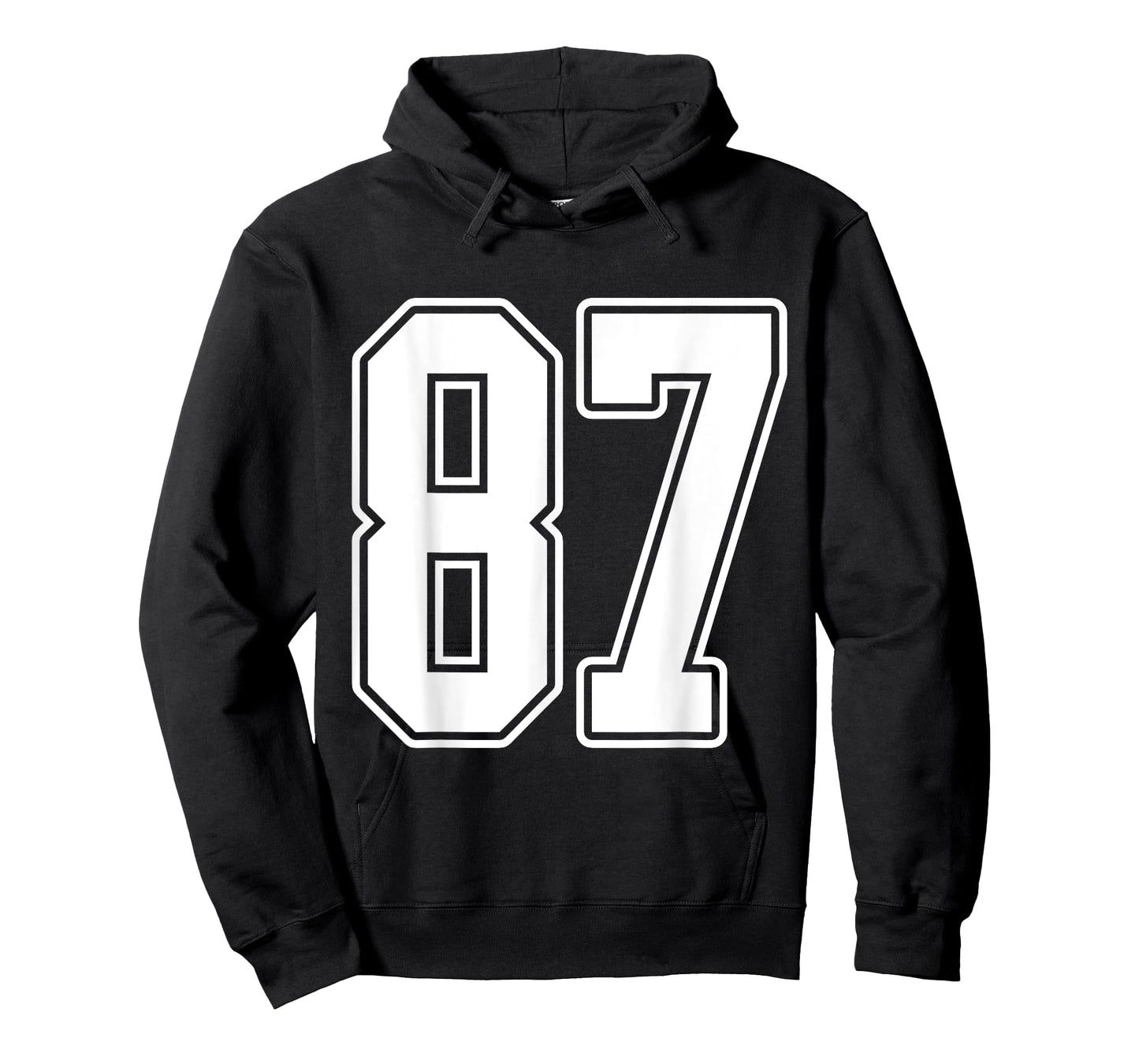 #87 White Outline Number 87 Sports Fan Jersey Style T-Shirt