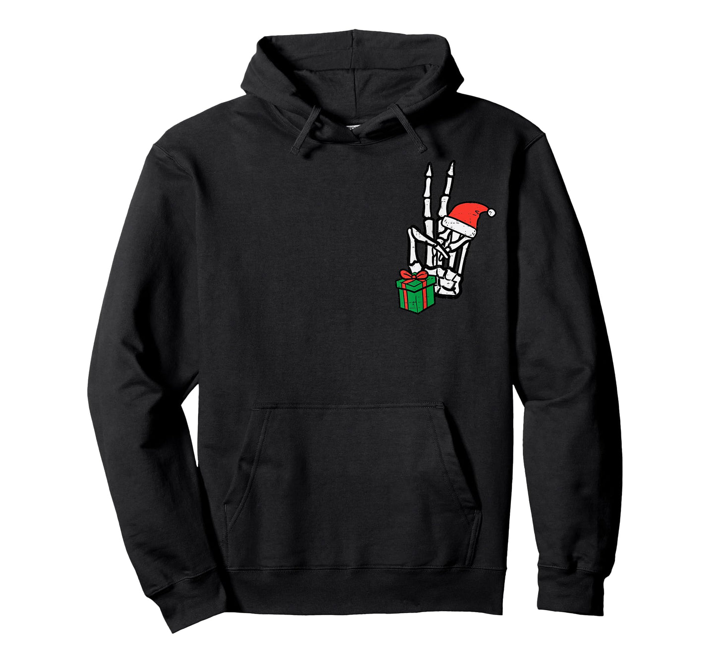 Christmas Skeleton Hand Peace Pocket Xmas Men Women Kids T-Shirt