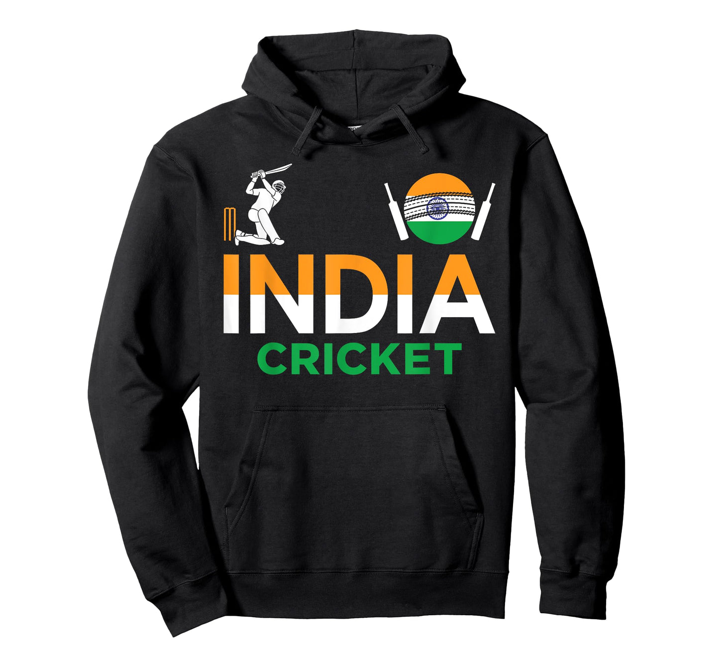 India Cricket Flag Tee For Lovers Of Cricket Game Cricketers T-Shirt, Small, Black