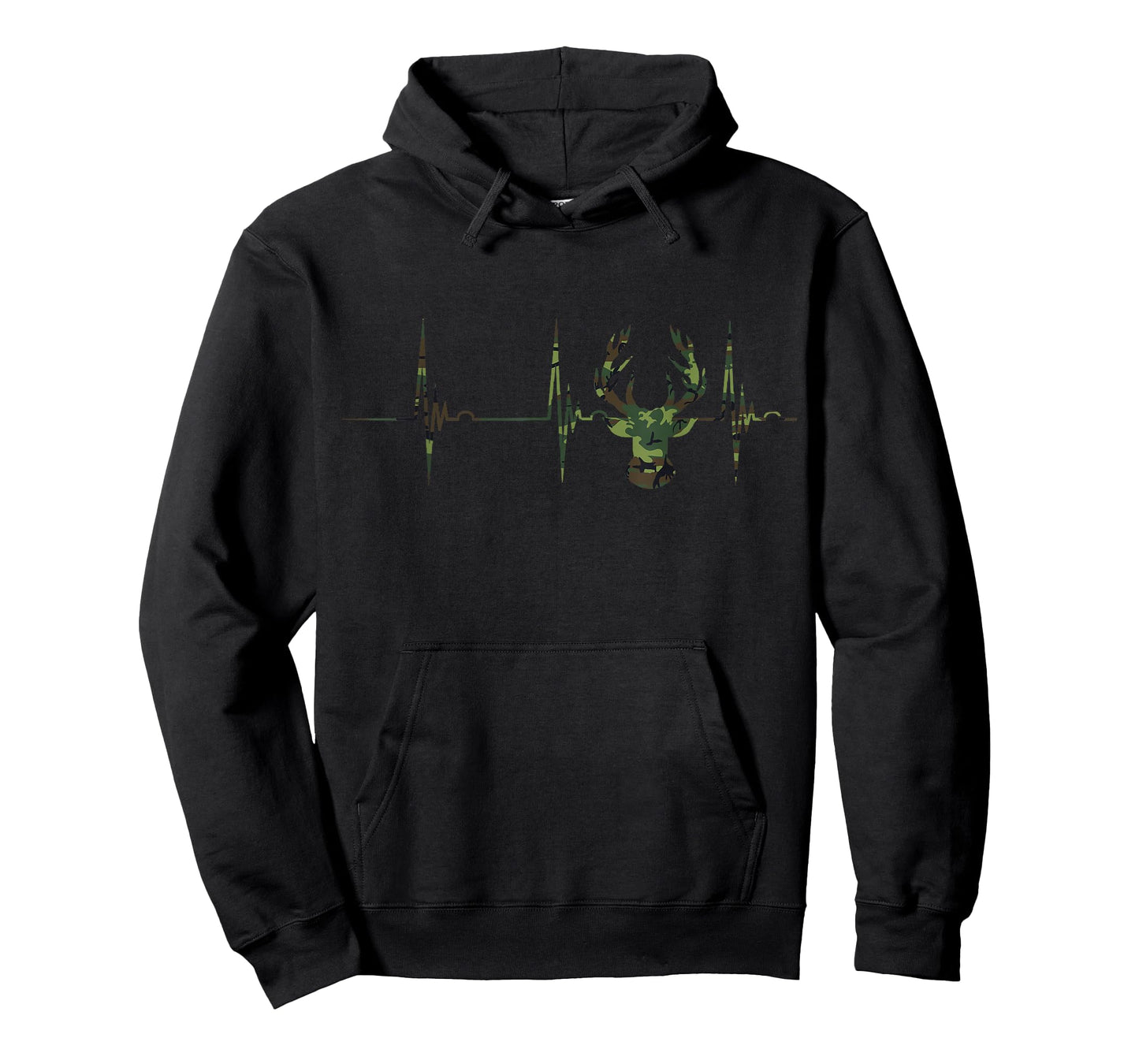 Camouflage Deer Antlers Hunting Heartbeat ECG Pulse Camo Hunter T-Shirt