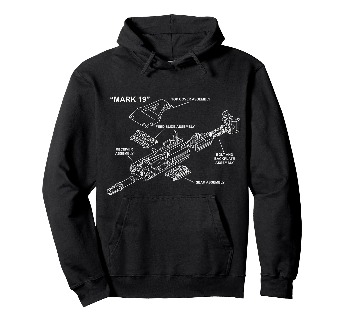 Mark 19 Gun Parts Diagram Schematic MK19 Grenade Launcher T-Shirt
