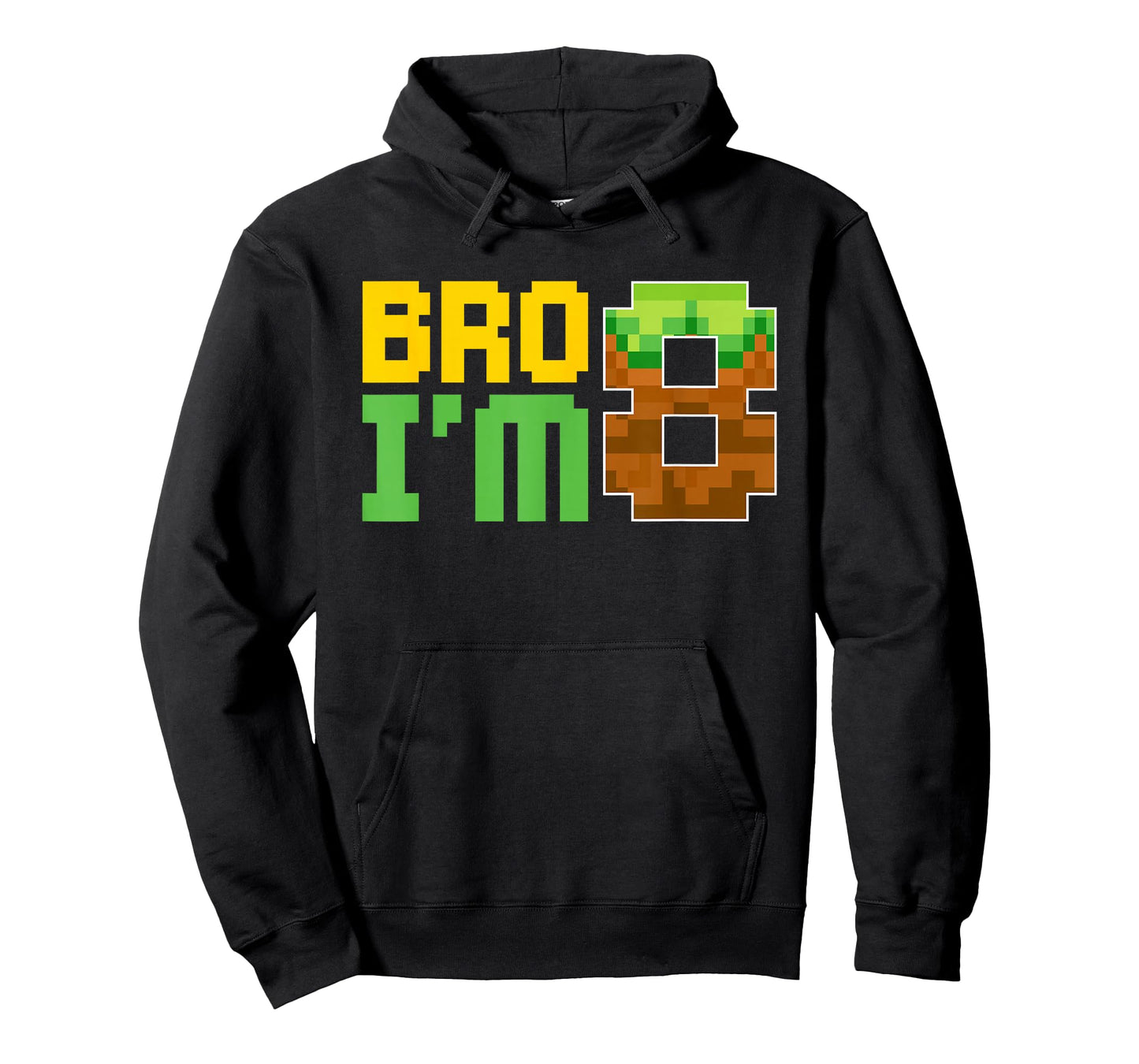 Kids Boys Birthday Party Bro I'm 8 Birthday Video Game Pixel T-Shirt