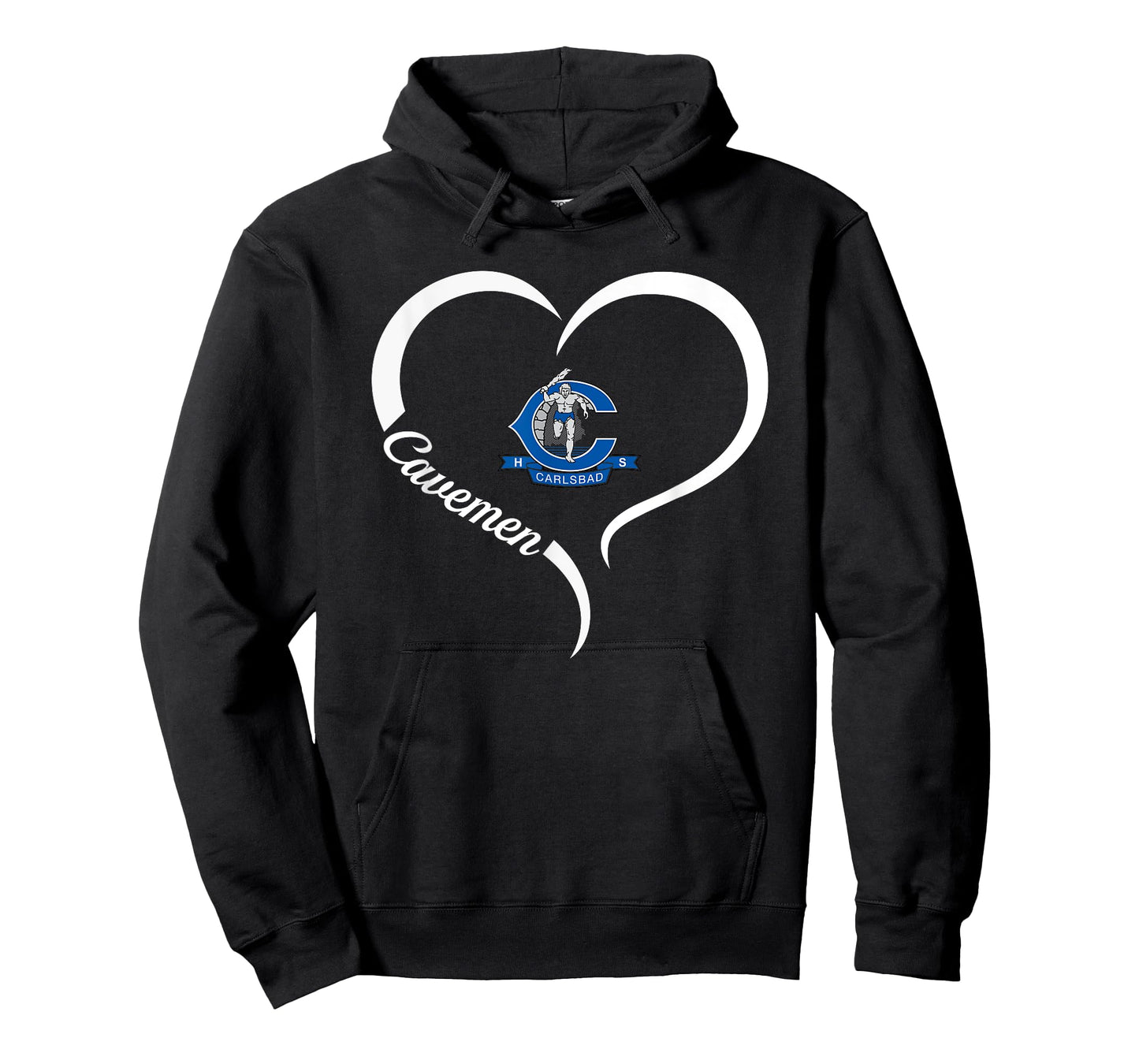 Carlsbad Cavemen Logo Half Heart Slogan HS T-Shirt
