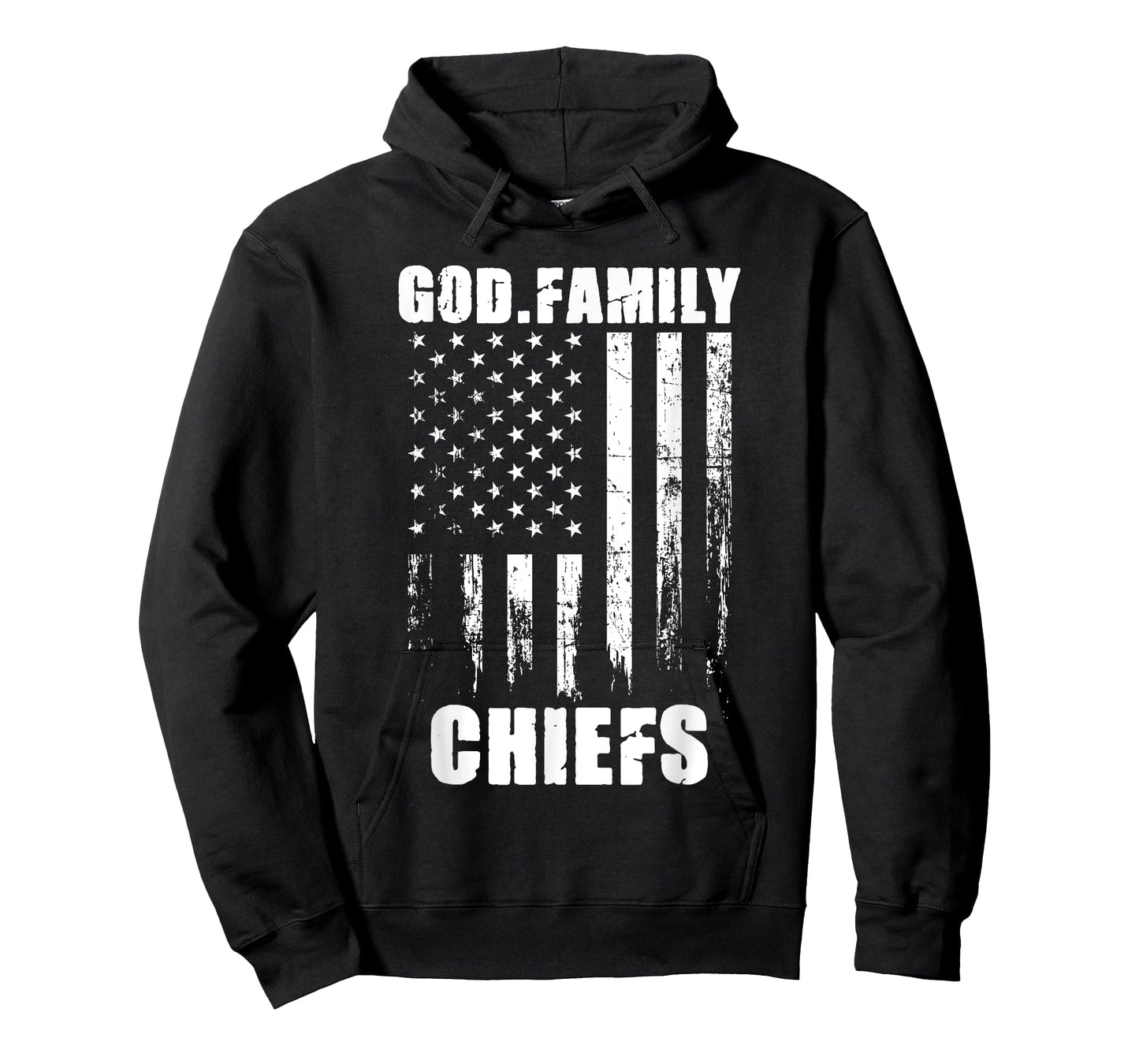 God. Family. Chiefs. Vintage USA Flag T-Shirt