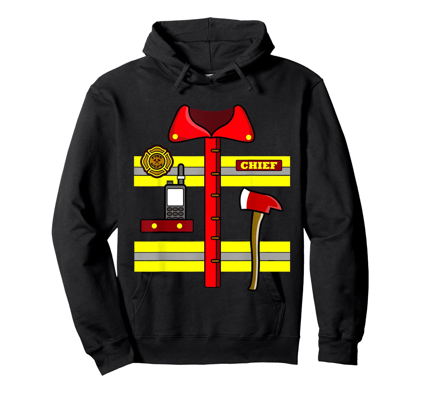 Adult Kids Halloween Fireman Firefighter Costume T-Shirt