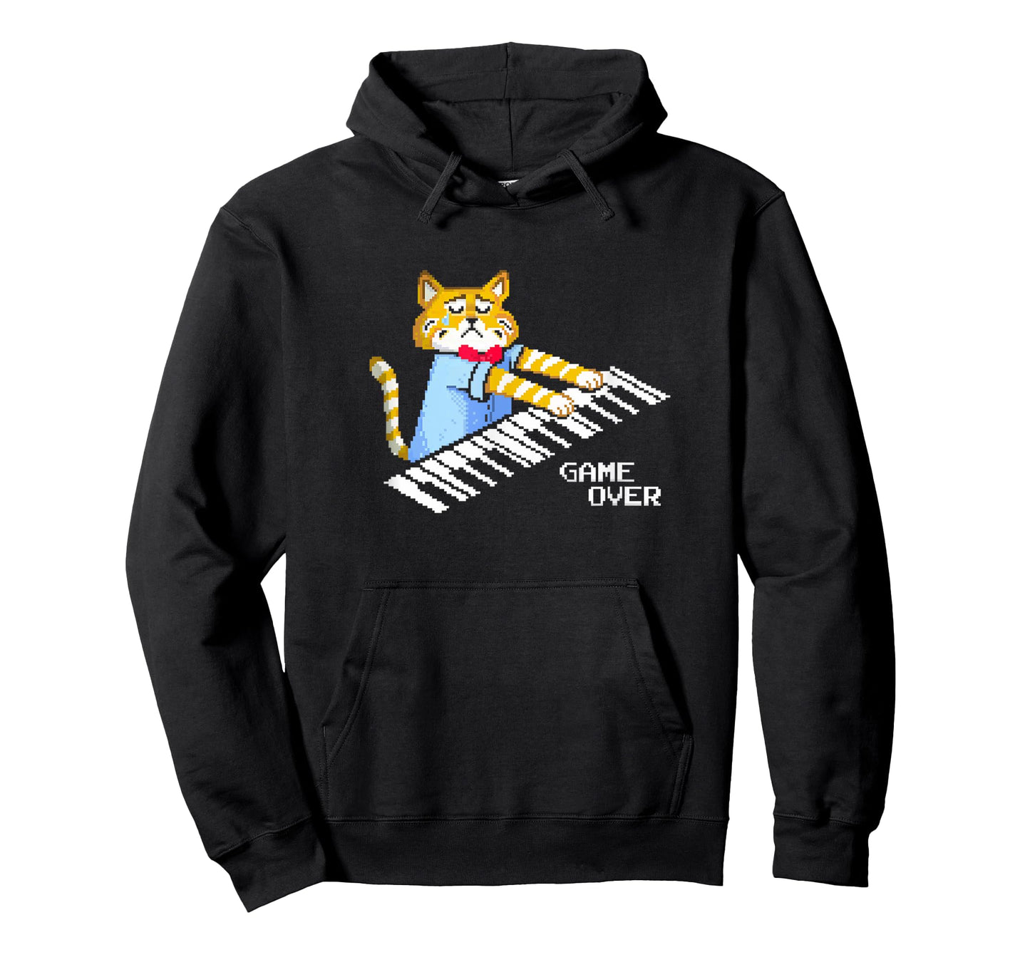 Sad Cat playing keyboard Game Over T-Shirt for Men Women