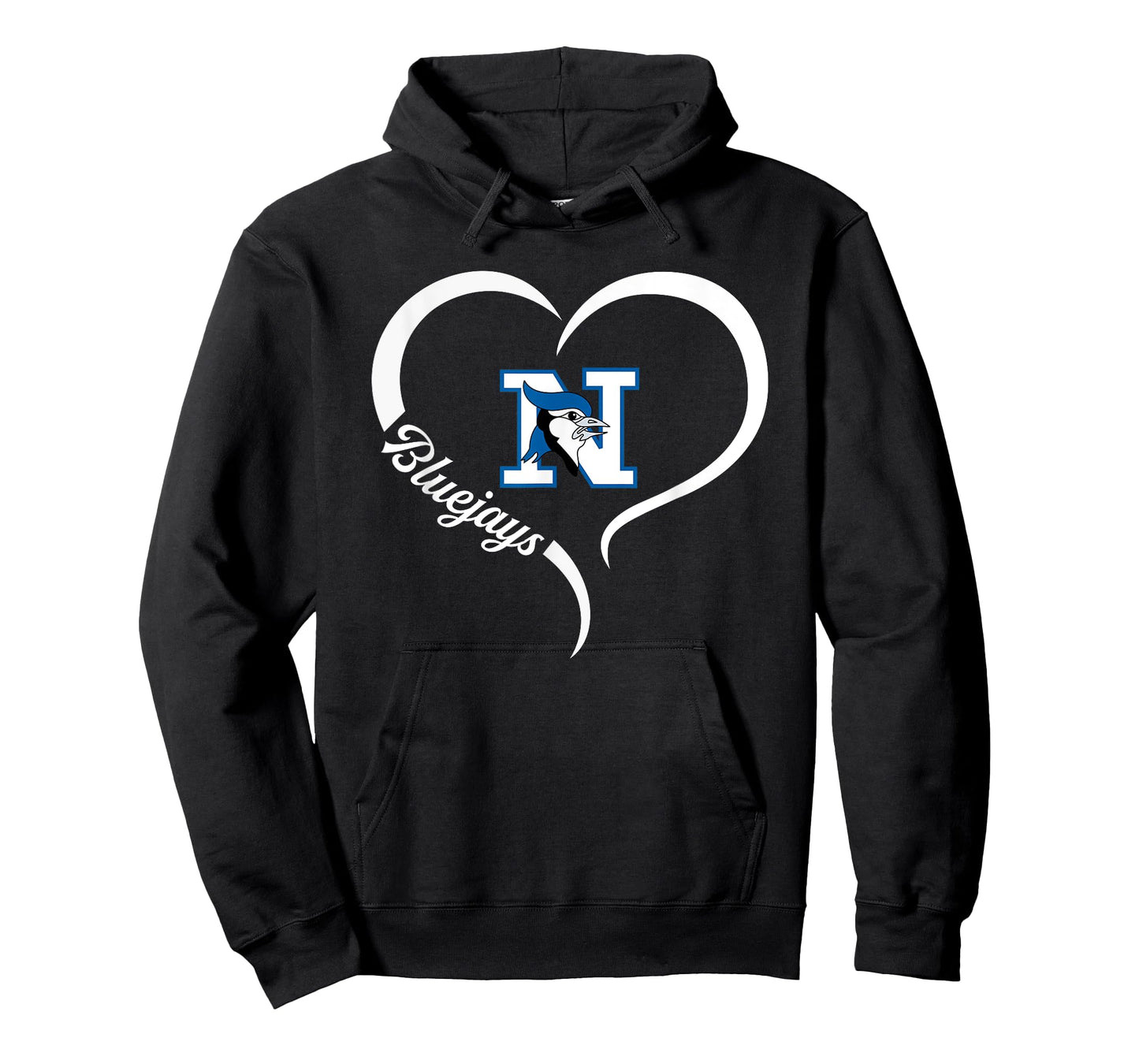 Needville Bluejays Logo Half Heart Slogan HS T-Shirt