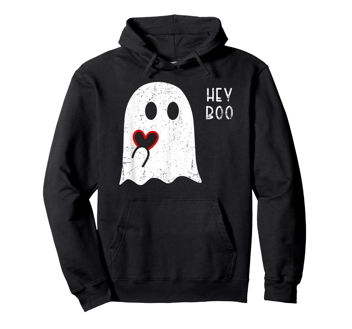 Hey Boo Ghost Heart Hand Sign Cute Halloween Spooky Season T-Shirt