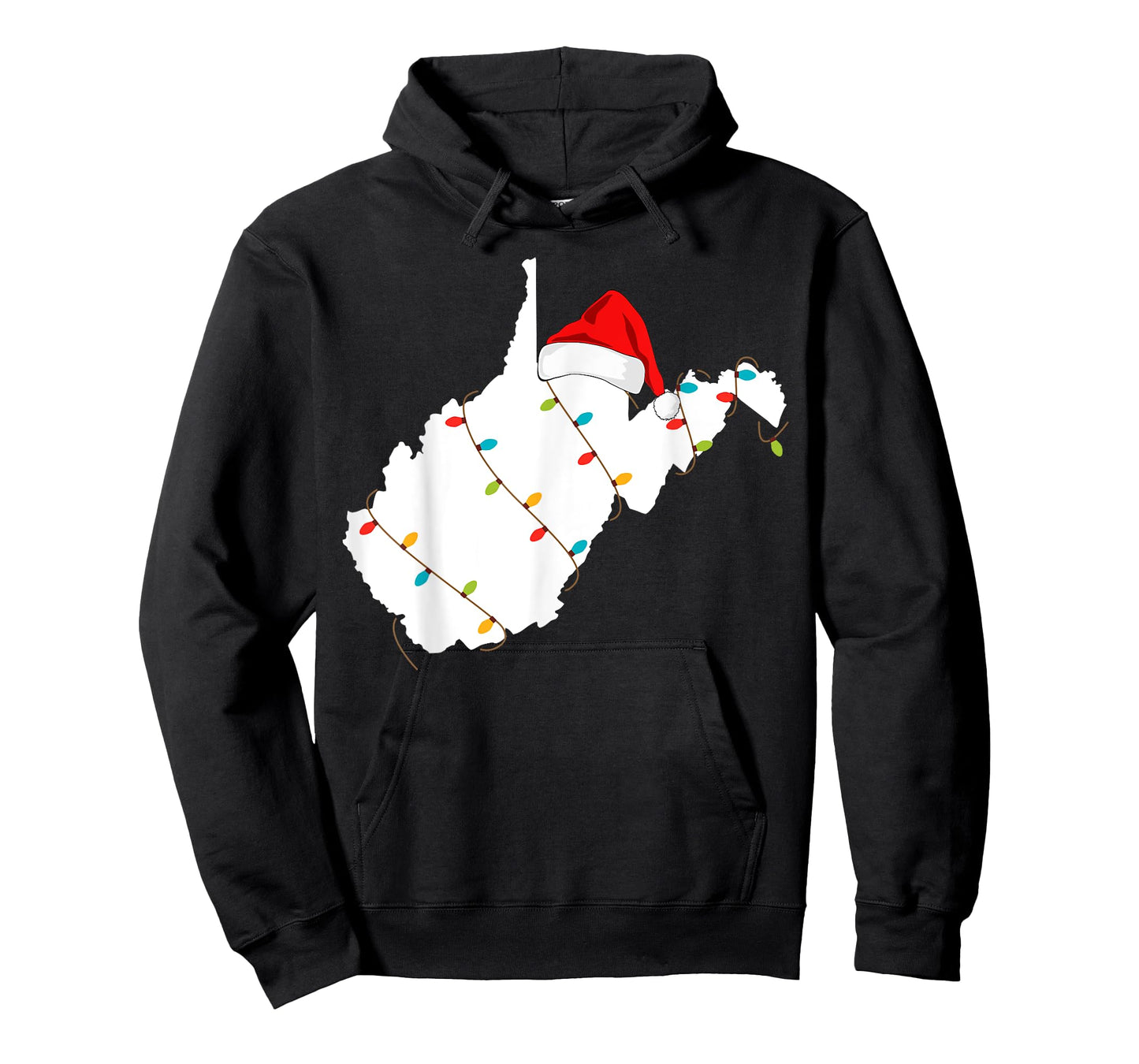 West Virginia Map Christmas T-Shirt With Santa Hat T-Shirt