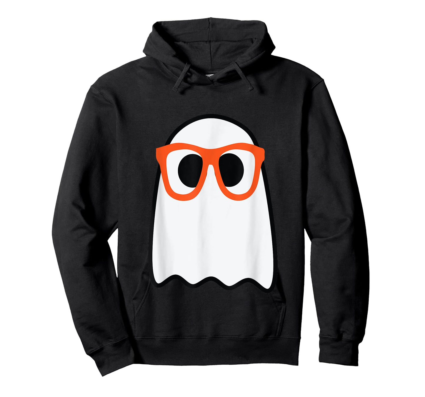 Nerdy Ghost Cute Orange Glasses Halloween Hipster Funny T-Shirt