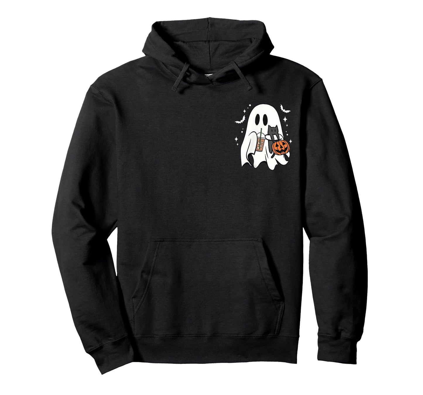 Spooky Ghost Holding Black Cat Halloween Ice Coffee Lover T-Shirt