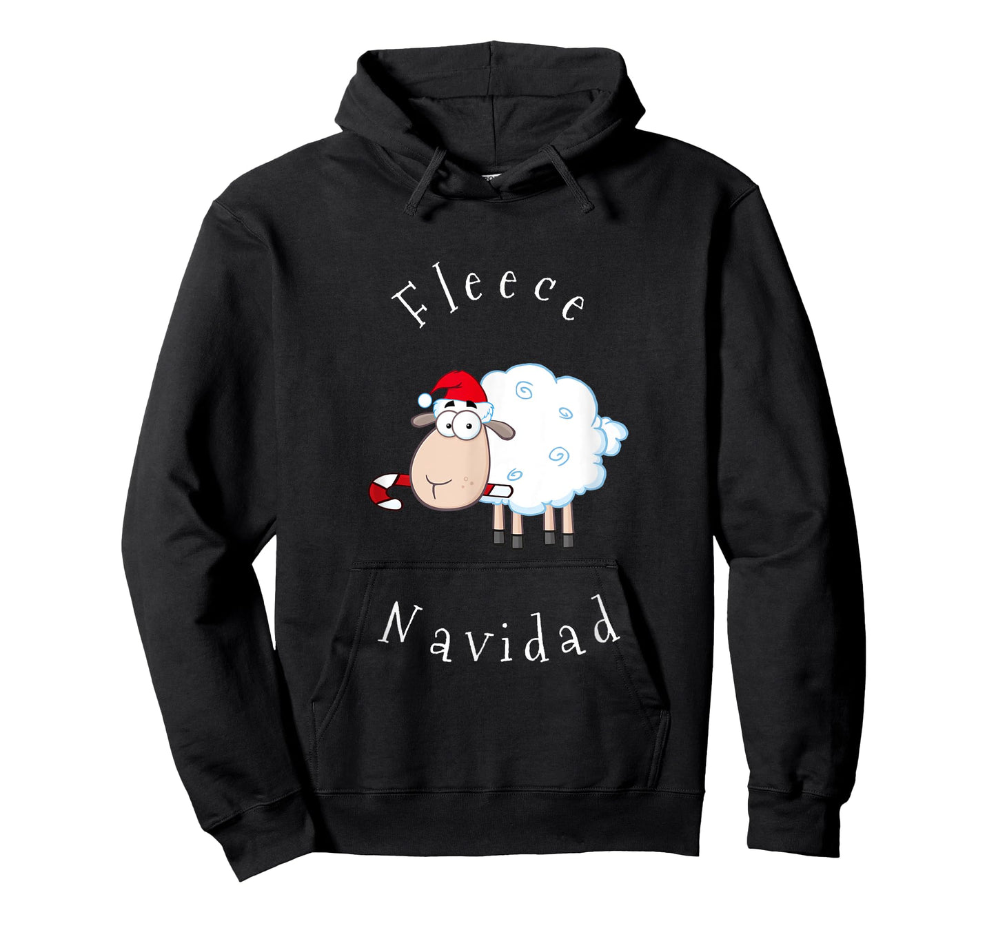 Fleece Navidad Sheep Lamb Santa Hat Candy Cane Christmas T-Shirt