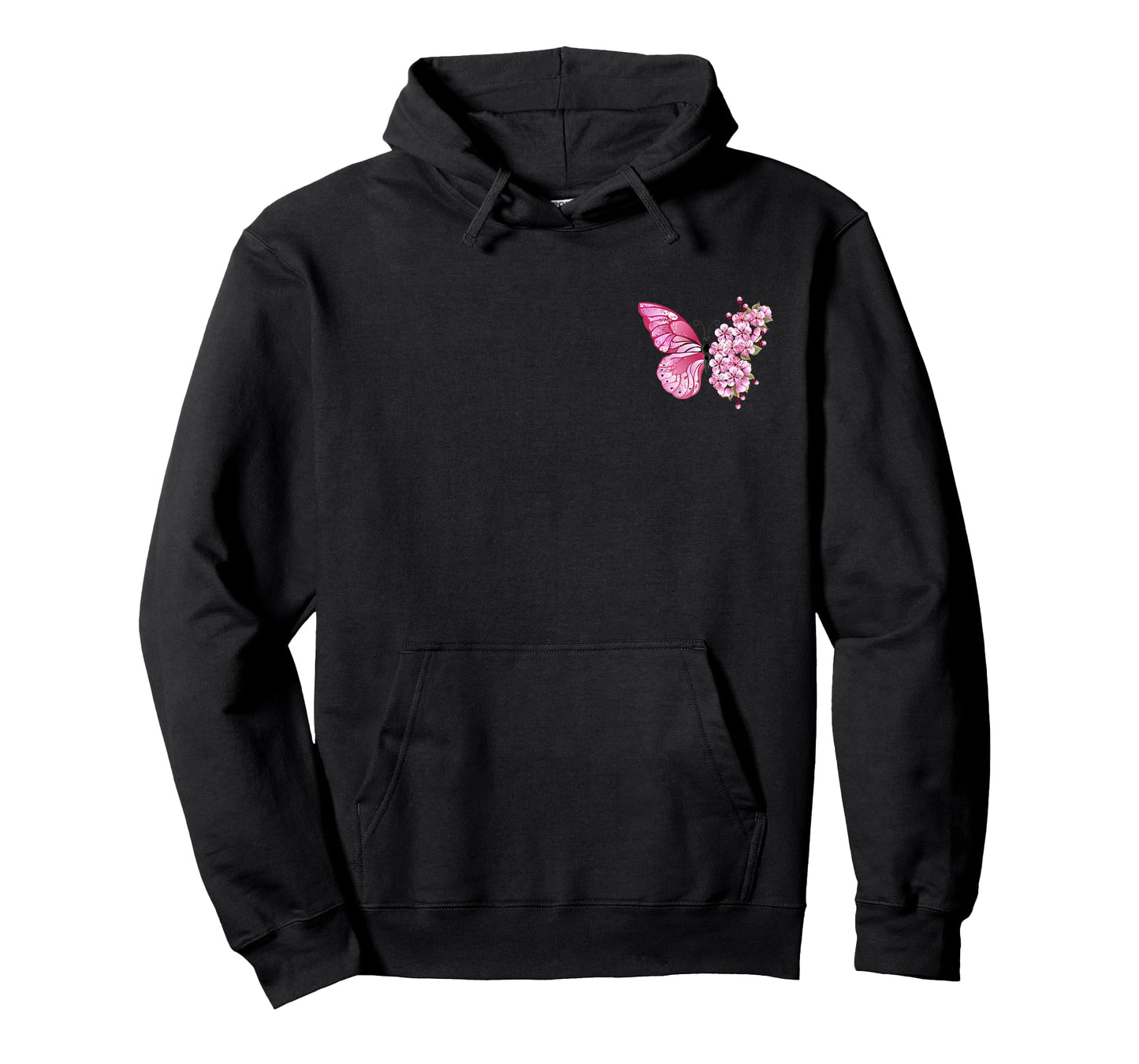 Butterfly With Cherry Blossom Wing Sakura On Chest And Back T-Shirt