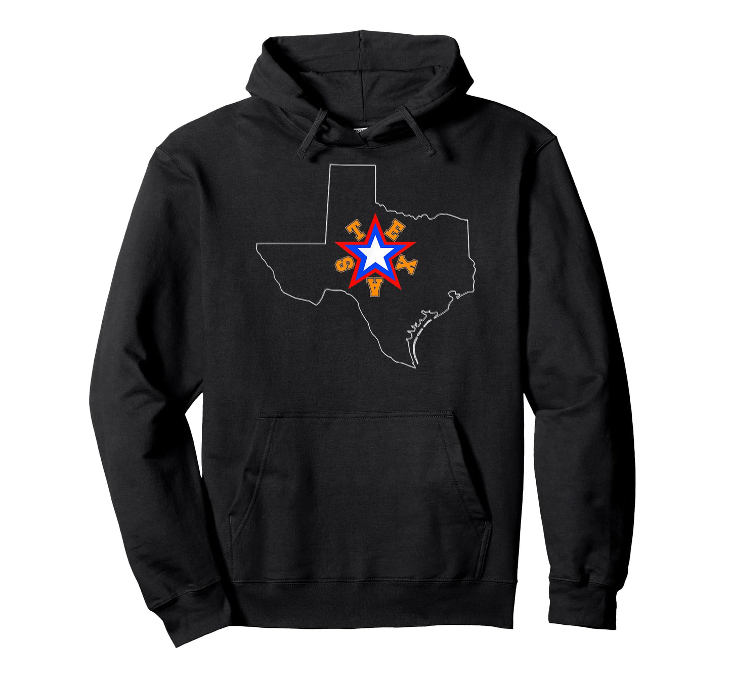 Texas Map Outline, Tricolor Lone Star, Texas In Orange T-Shirt