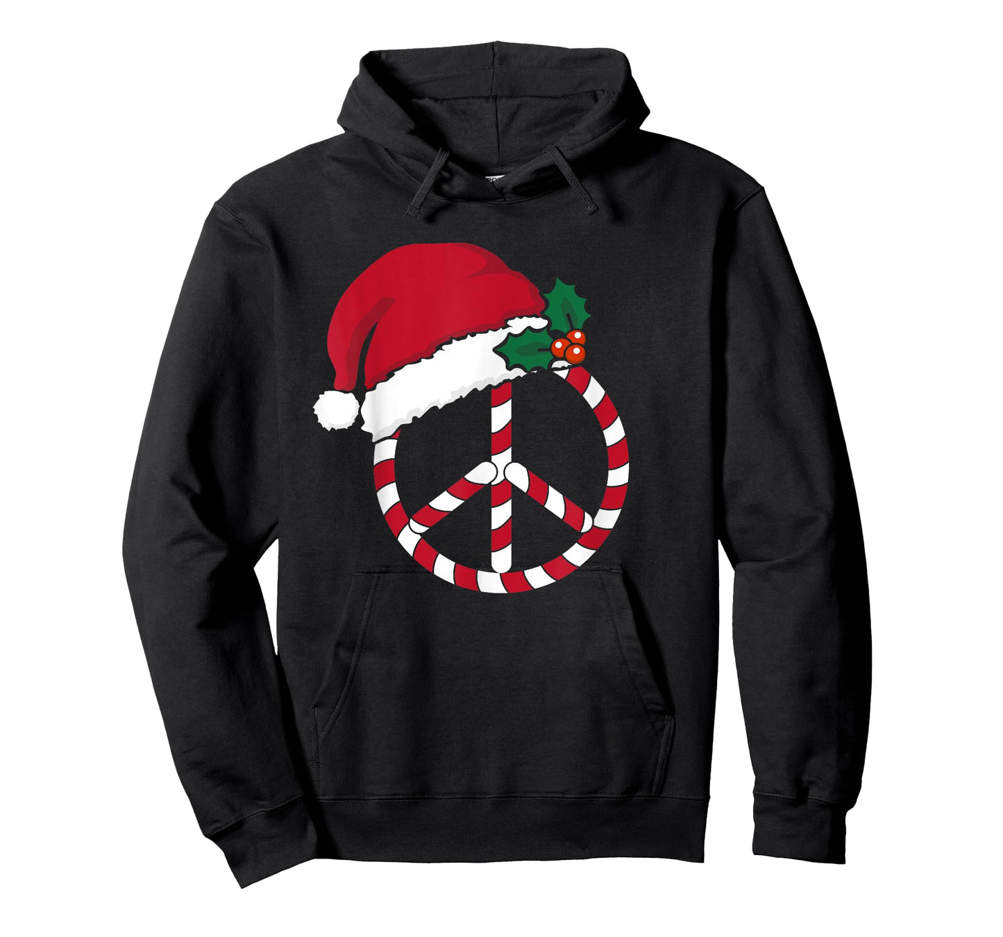 Candy Cane Peace Sign Merry Christmas Symbol Santa Hat Cute T-Shirt