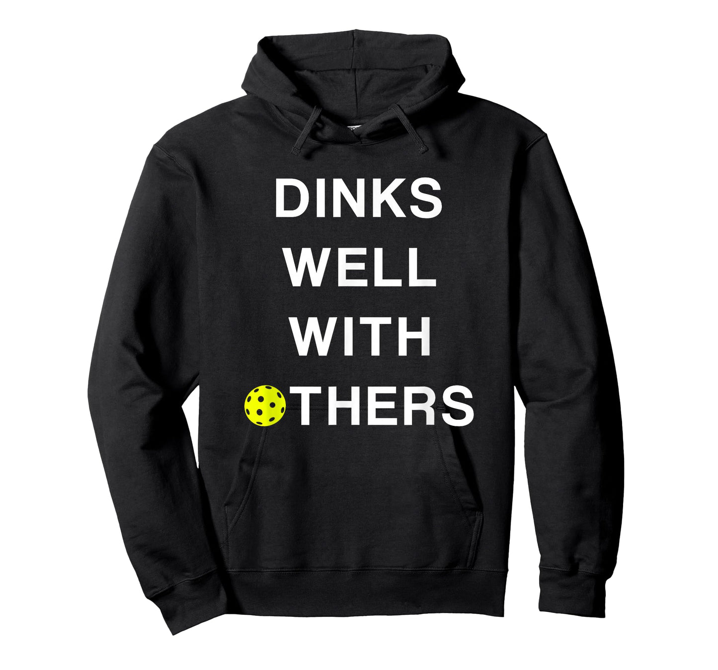Threadrock Unisex-Adults Pickleball T-Shirt - Dinks Well with Others Funny Saying - Black - Small