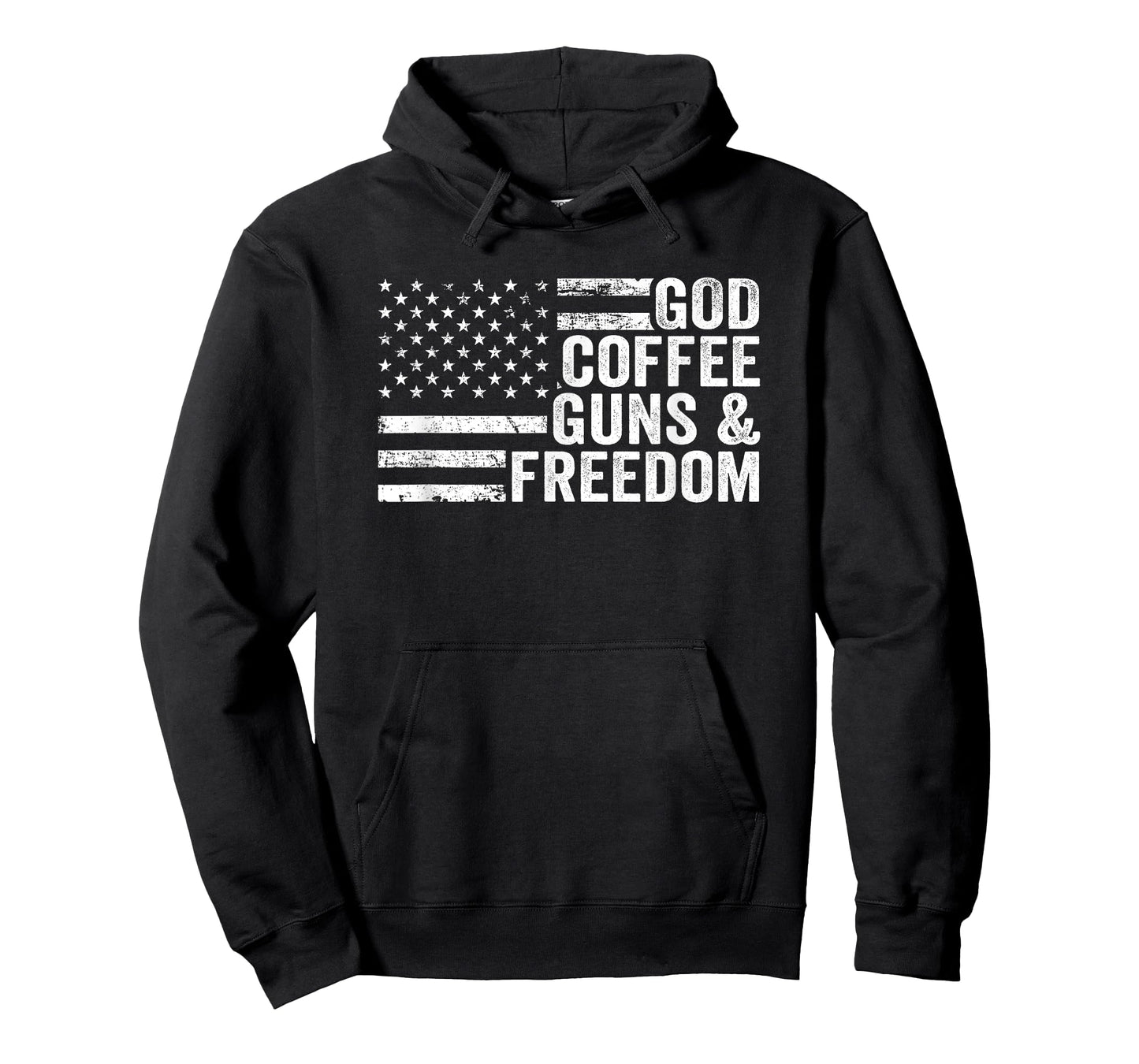 GOD COFFEE GUNS & FREEDOM - Funny Pro Gun USA Flag Women Men T-Shirt