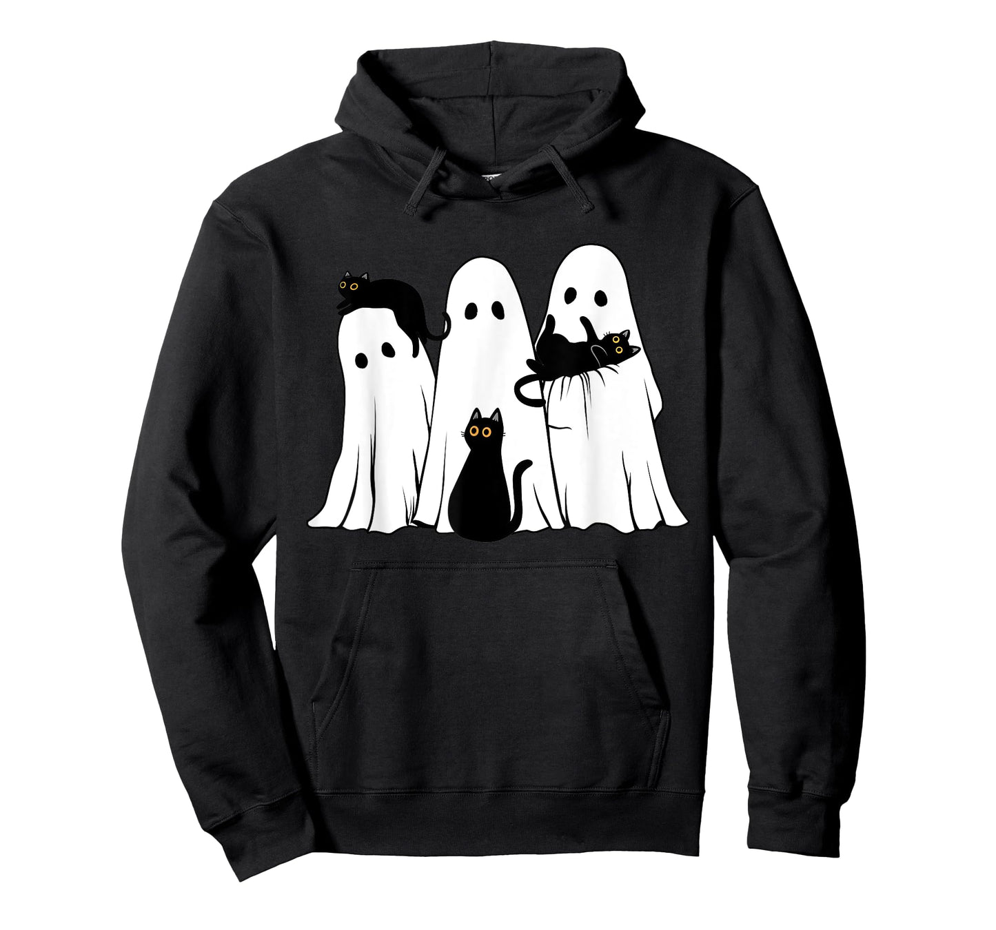 Ghost Holding Black Cat Funny Halloween Cat Lovers T-Shirt