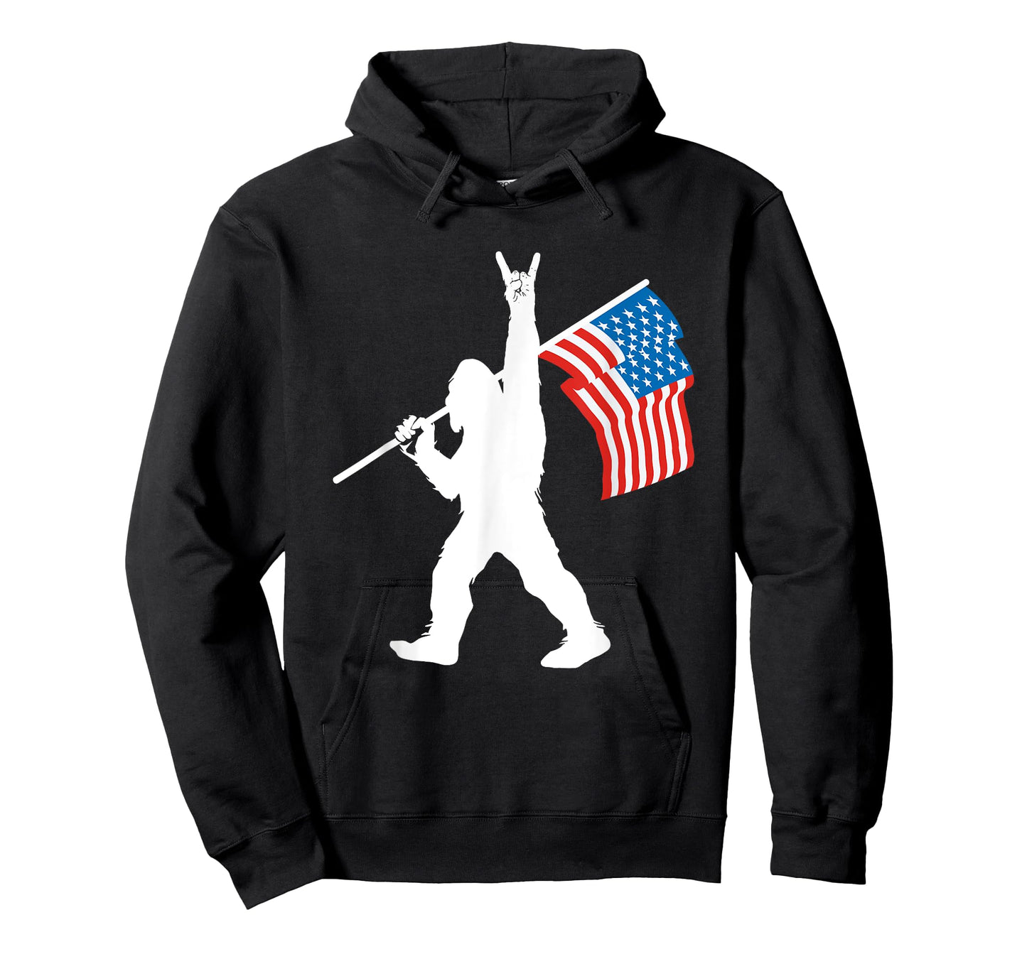 Funny Sasquatch Rock and Roll USA Flag for Bigfoot Believers T-Shirt