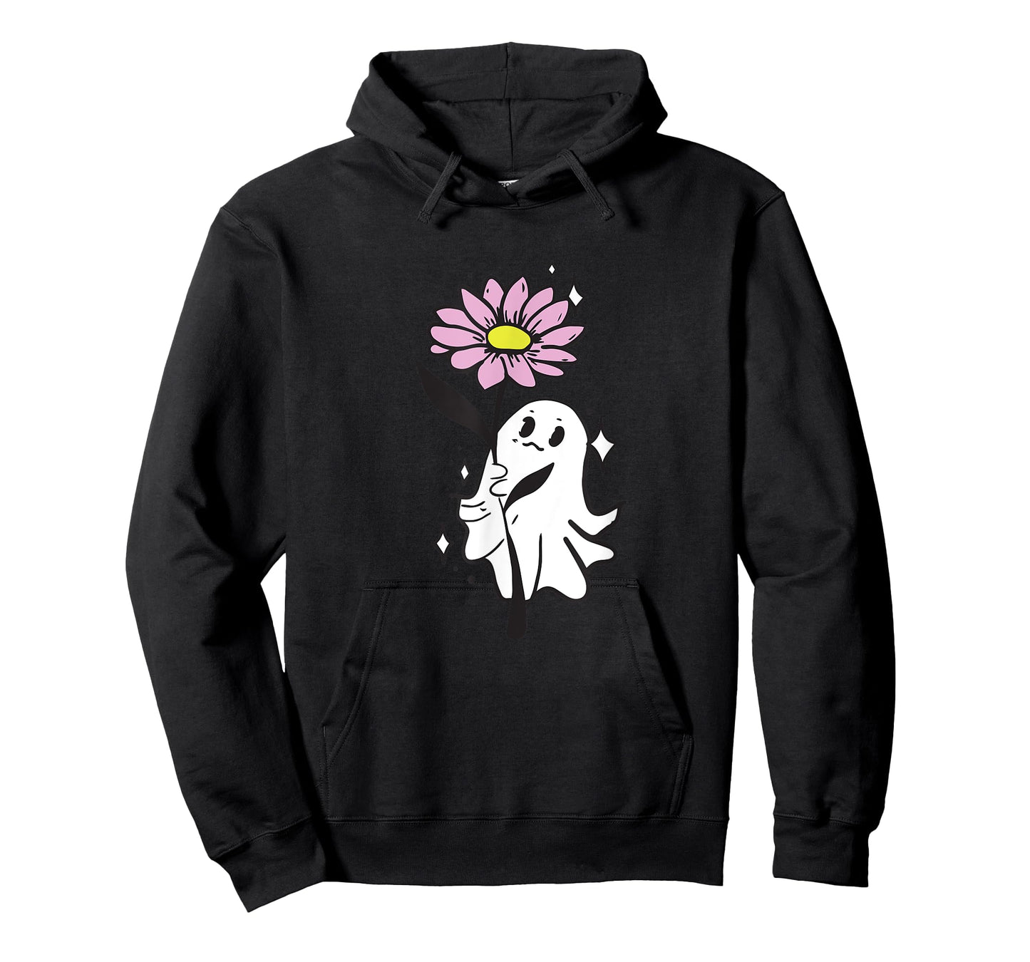 Cute Ghost Holding Flower T-Shirt, Kawaii Ghost Graphic T-Shirt