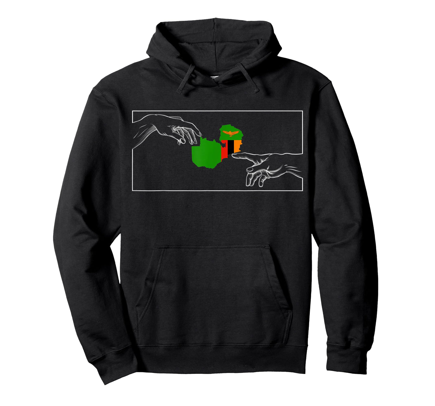 Silhouette Zambian flag Michelangelo hands Zambia T-Shirt