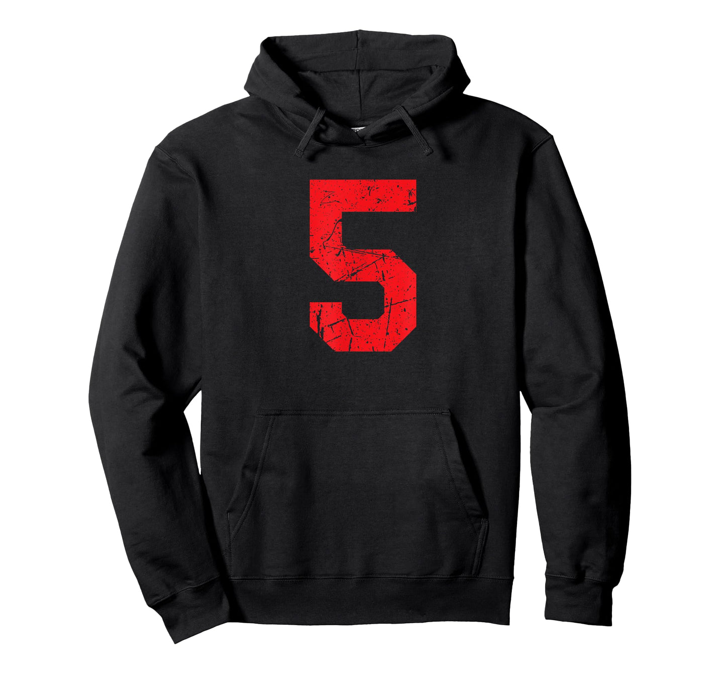 Number #5 Red Distressed Vintage Number T-Shirt