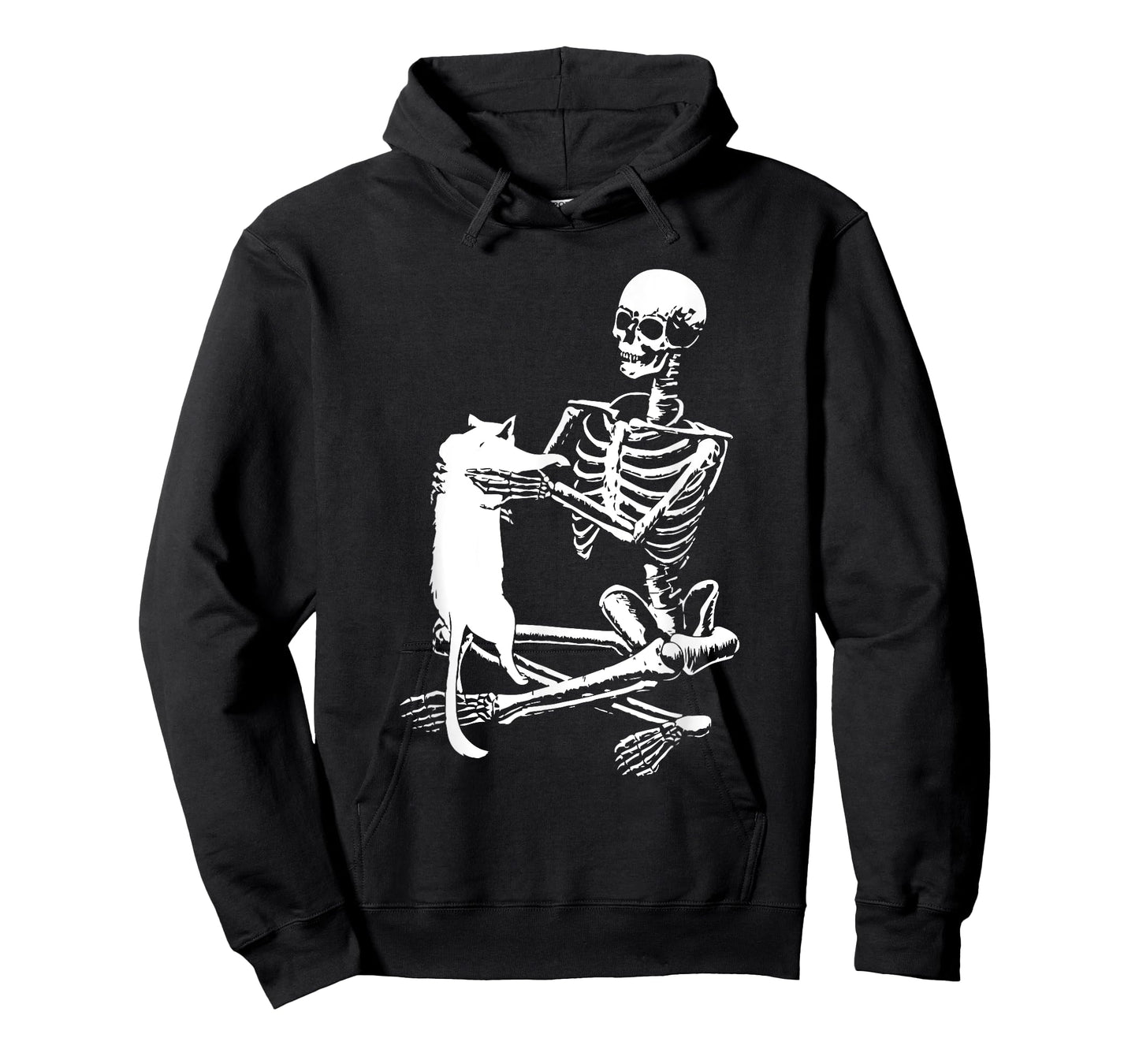 Skeleton Holding A Cat Shirt Lazy Halloween Costume Skull T-Shirt