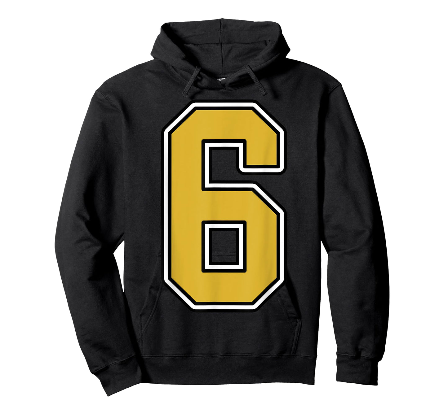 Old Gold Black White Sports Number 6 Jersey Uniform Player T-Shirt